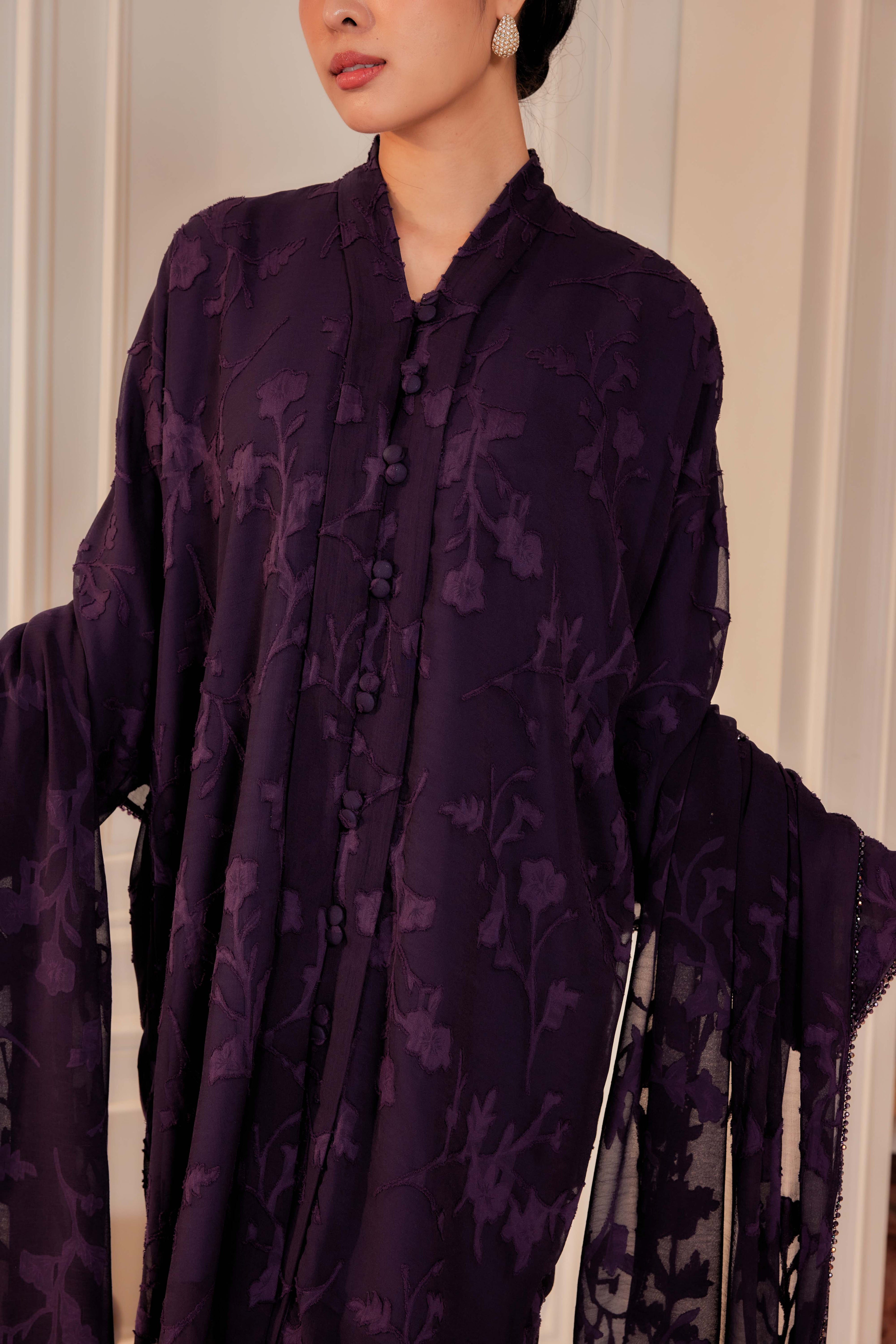 Indah Pelangi Kebarung in Ungu Telang – The Beaded Edition, Fully Lined