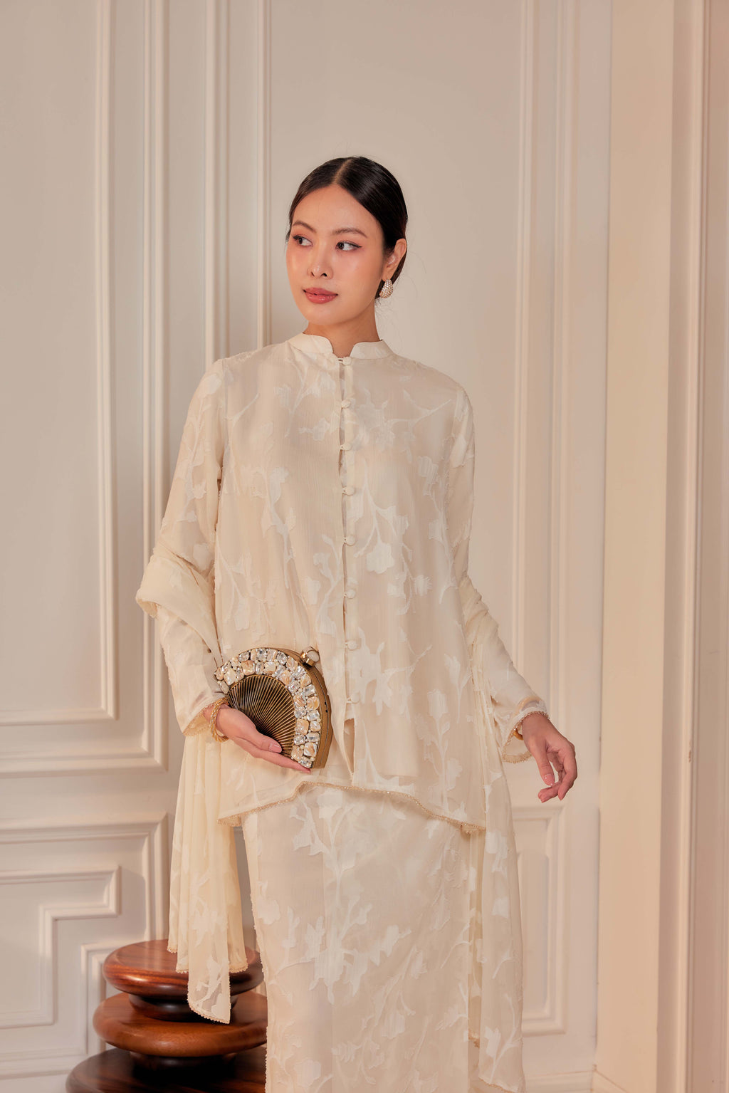 Indah Pelangi Kebarung in Klasik Vanila – The Beaded Edition, Fully Lined