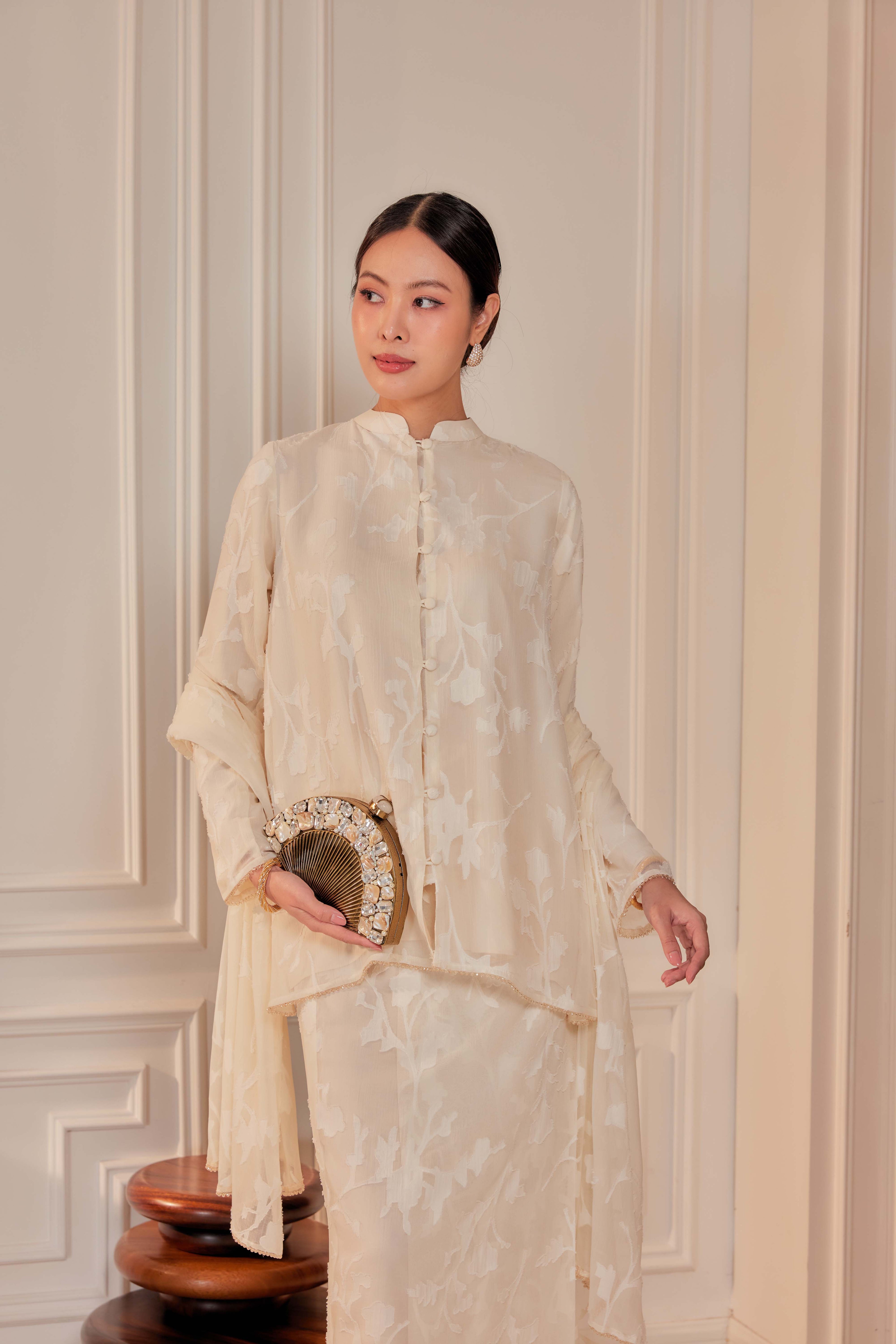 Indah Pelangi Kebarung in Klasik Vanila – The Beaded Edition, Fully Lined