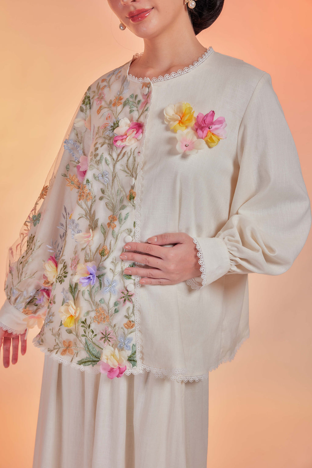 Off White - Tullebloom Linen Two Piece (Fully Lined)