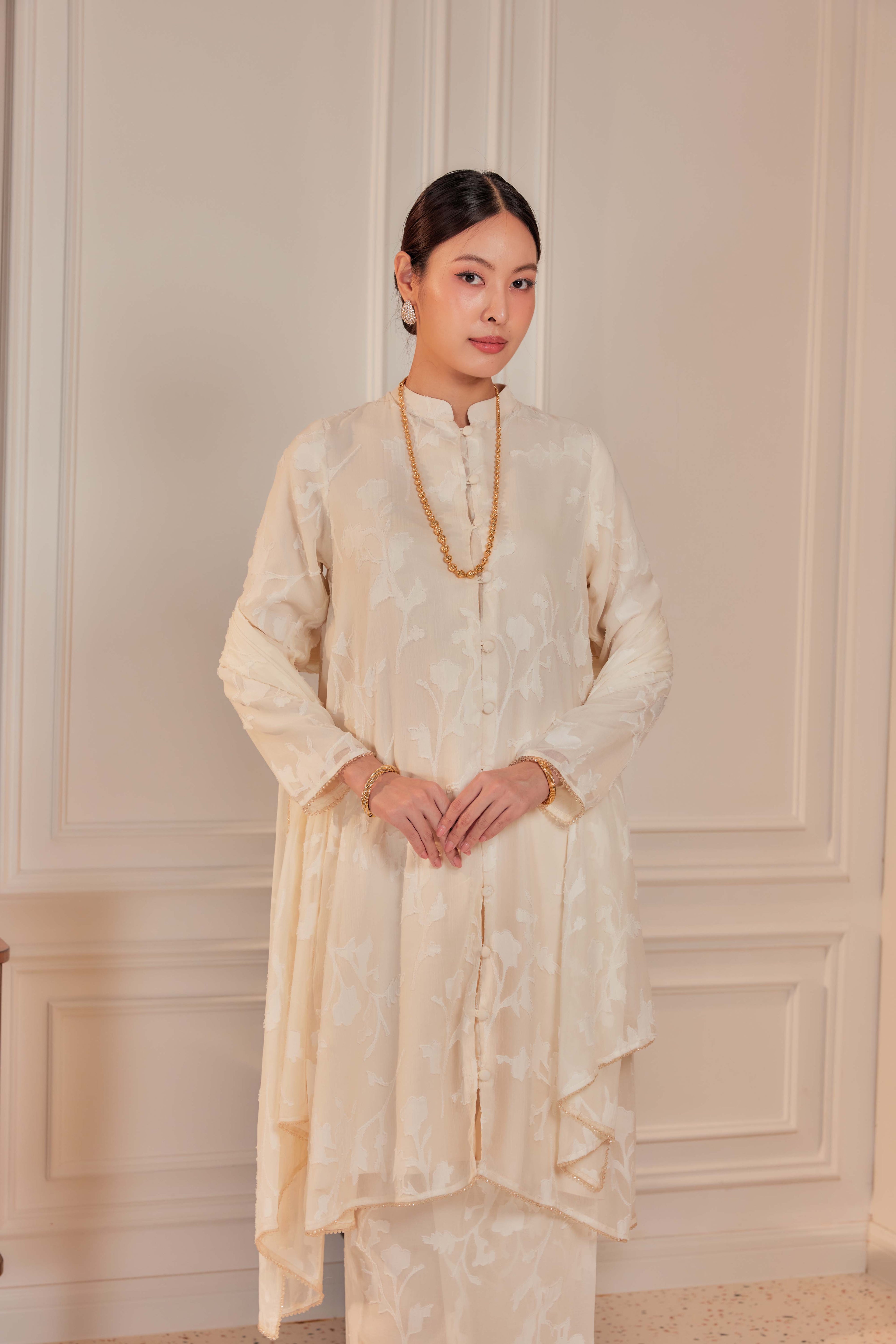 Indah Pelangi Kebarung in Klasik Vanila – The Beaded Edition, Fully Lined