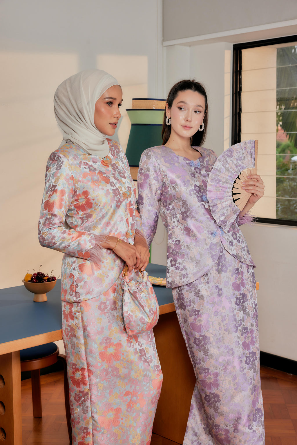 Regal Lilac -  Purnama Embellished Kebaya with Feathered Sleeves (Fully Lined)