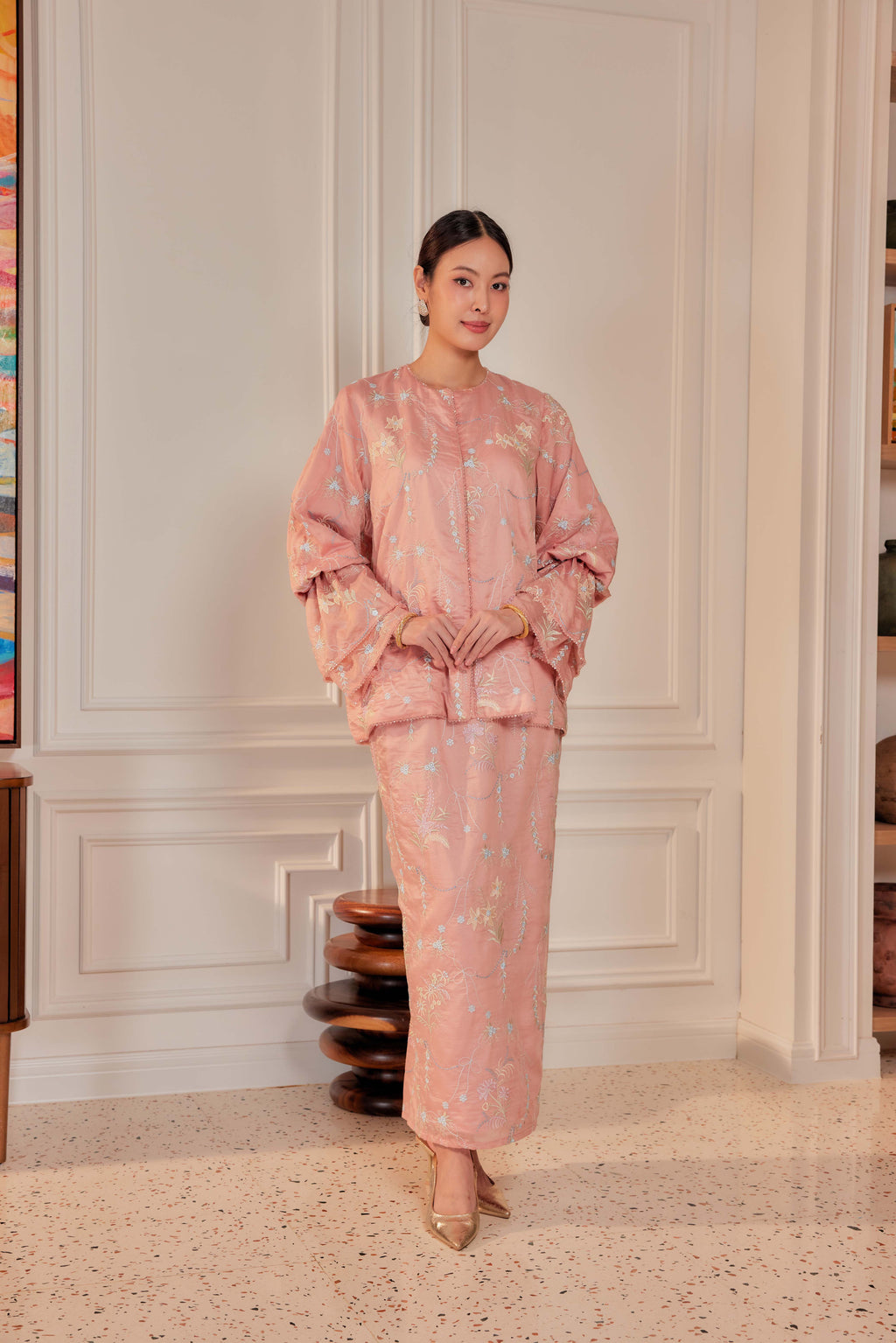 Terakota - Puspa Embroidered Kurung Beaded Edition (Fully Lined)