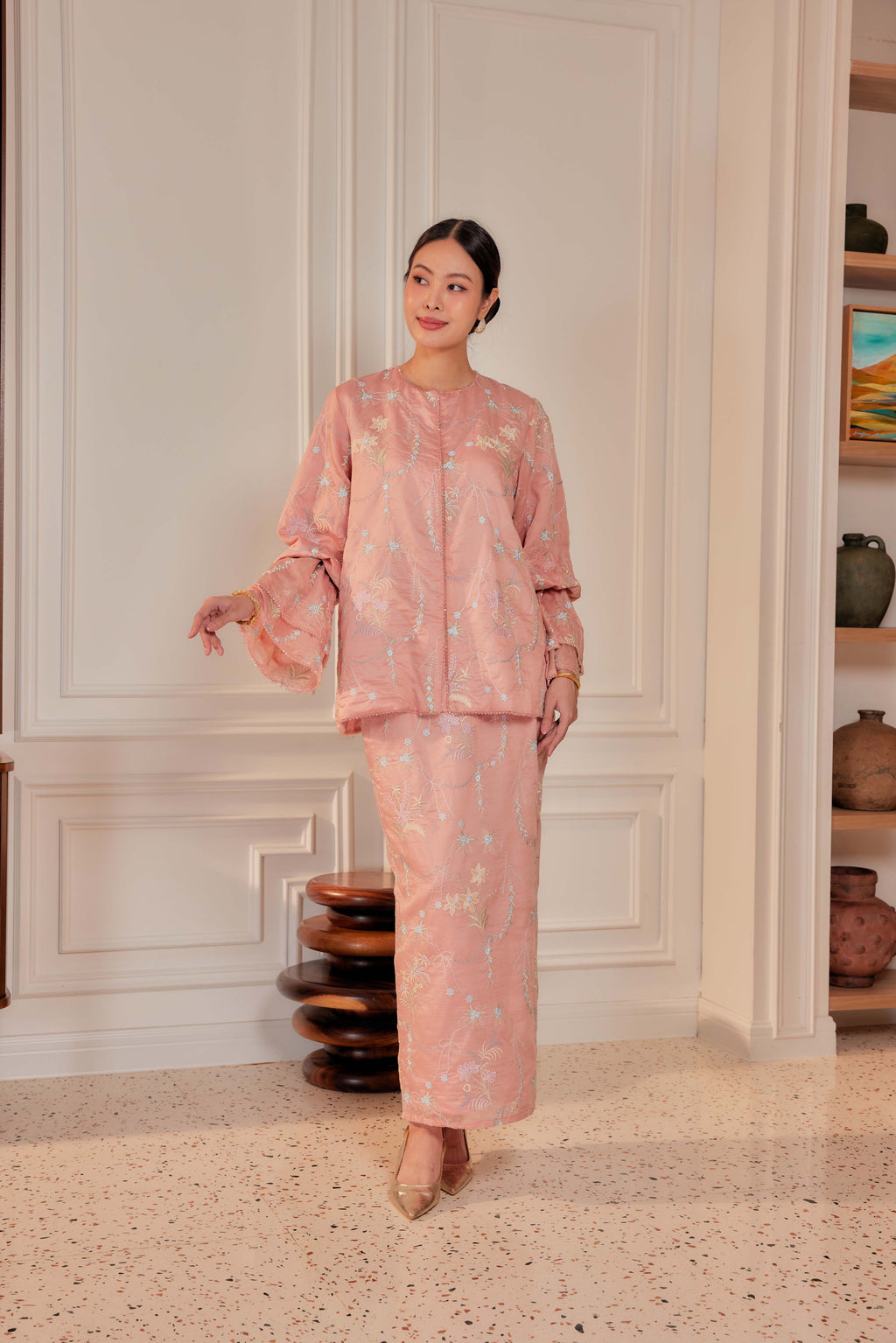 Terakota - Puspa Embroidered Kurung Beaded Edition (Fully Lined)