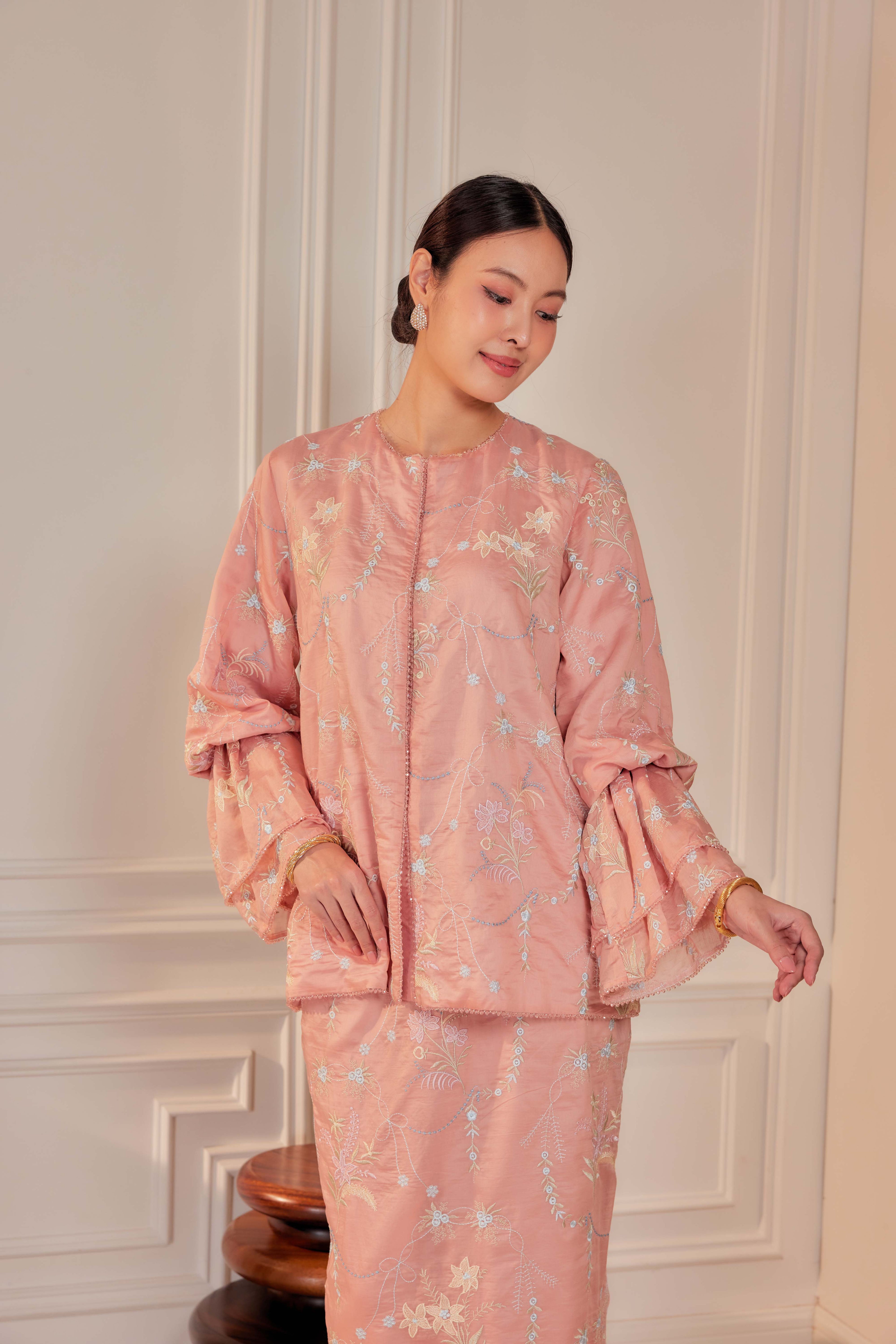 Terakota - Puspa Embroidered Kurung Beaded Edition (Fully Lined)