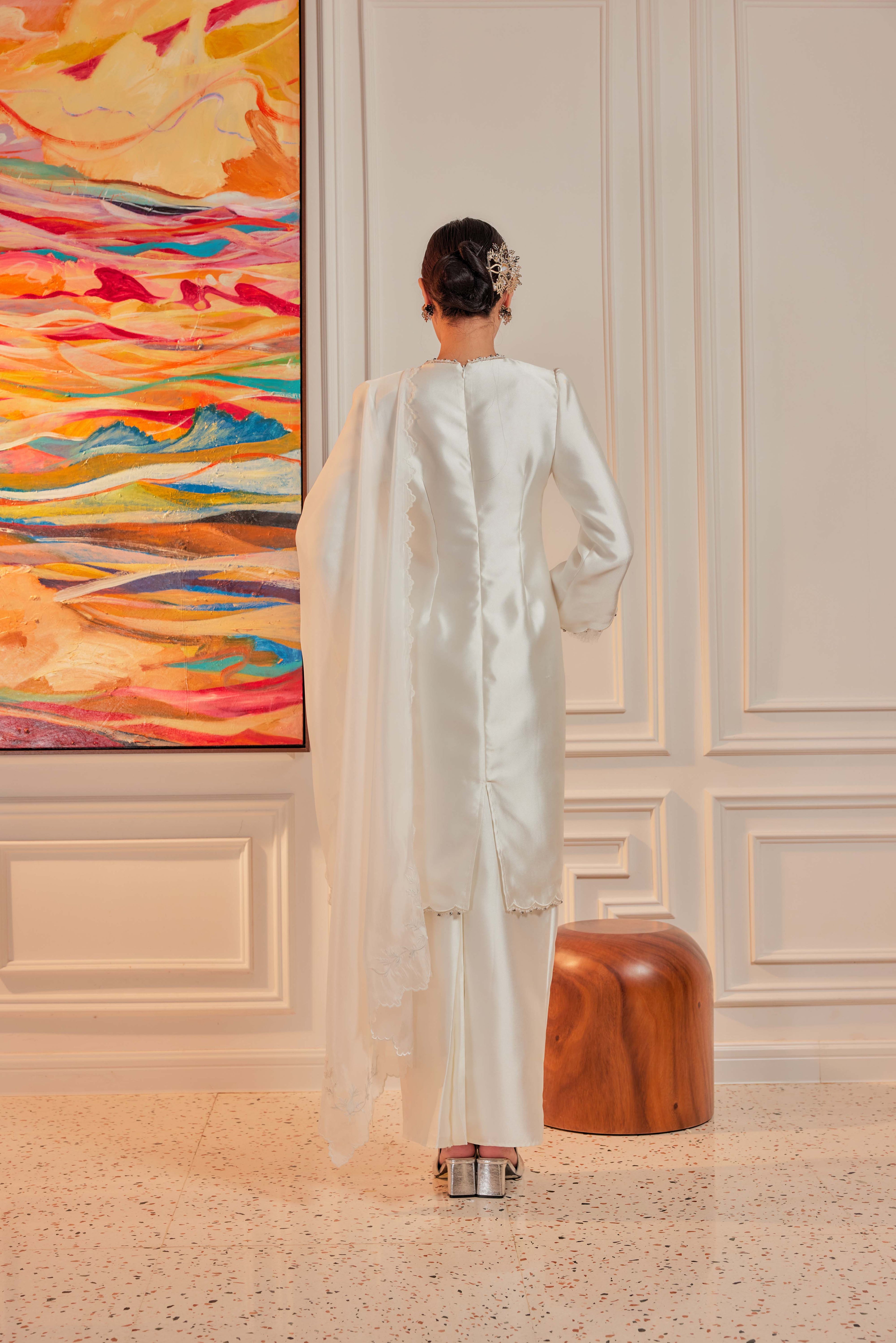 Bridal White - Ratu Embellished Kurung (Fully Lined)