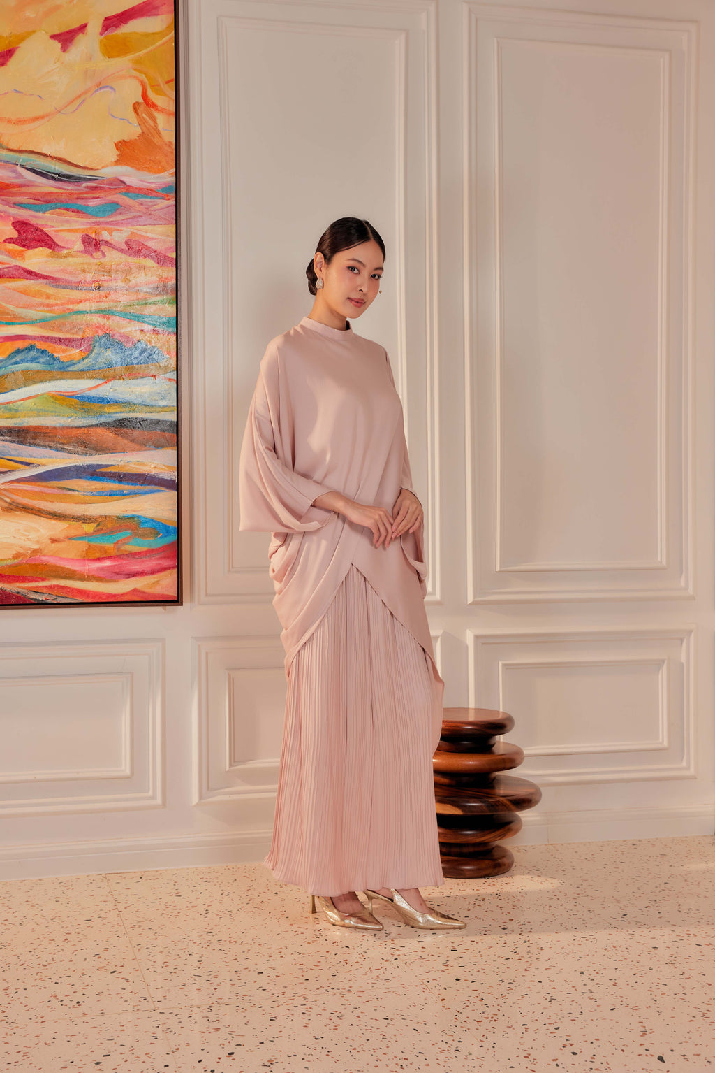 Chanela Full Sleeve Kurung with Pleated Skirt Set