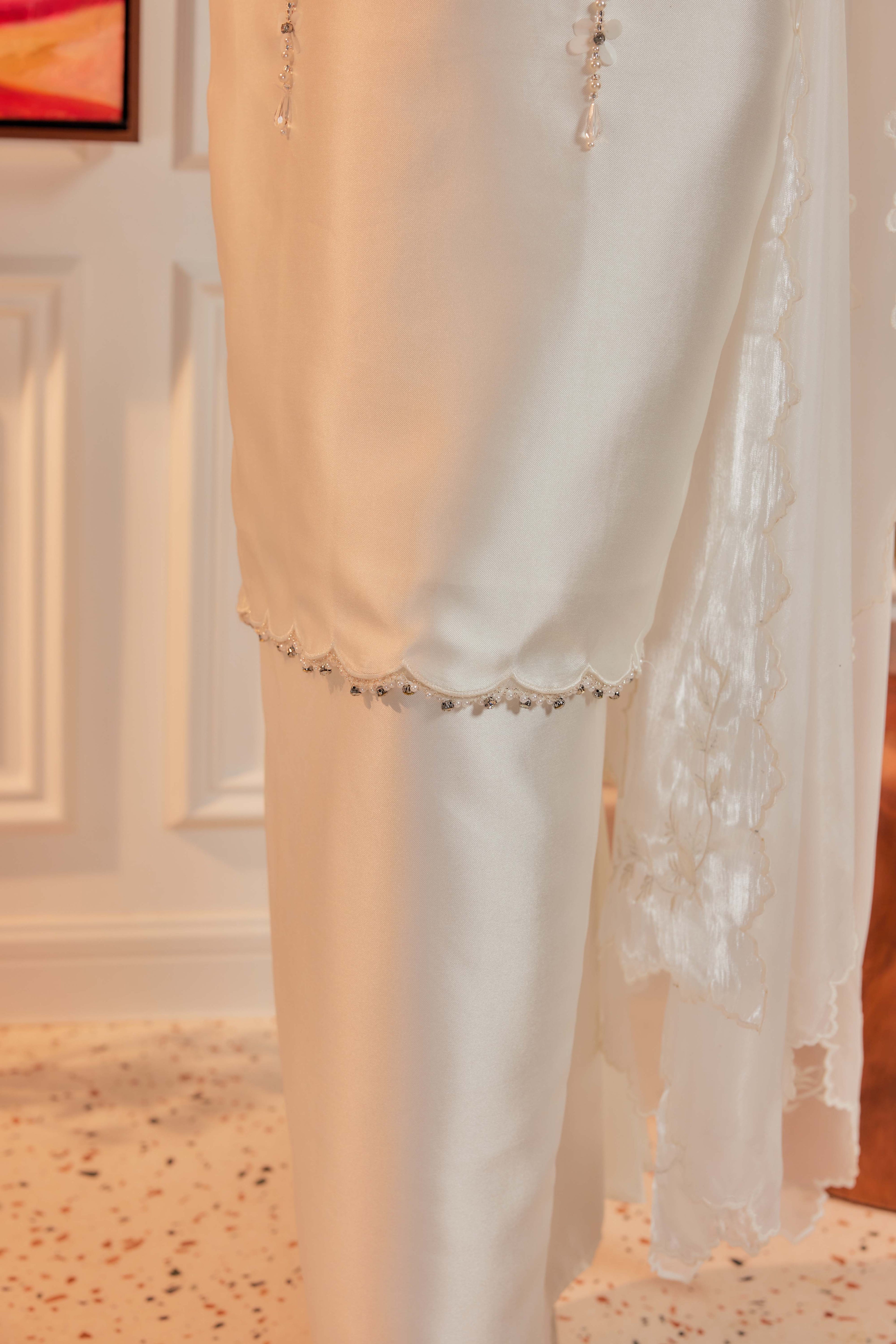 Bridal White - Ratu Embellished Kurung (Fully Lined)