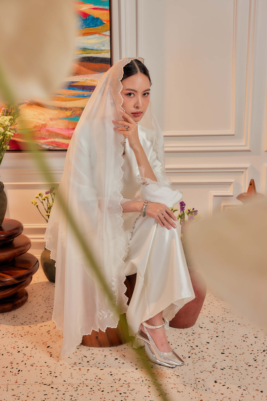 Bridal White - Ratu Embellished Kurung (Fully Lined)