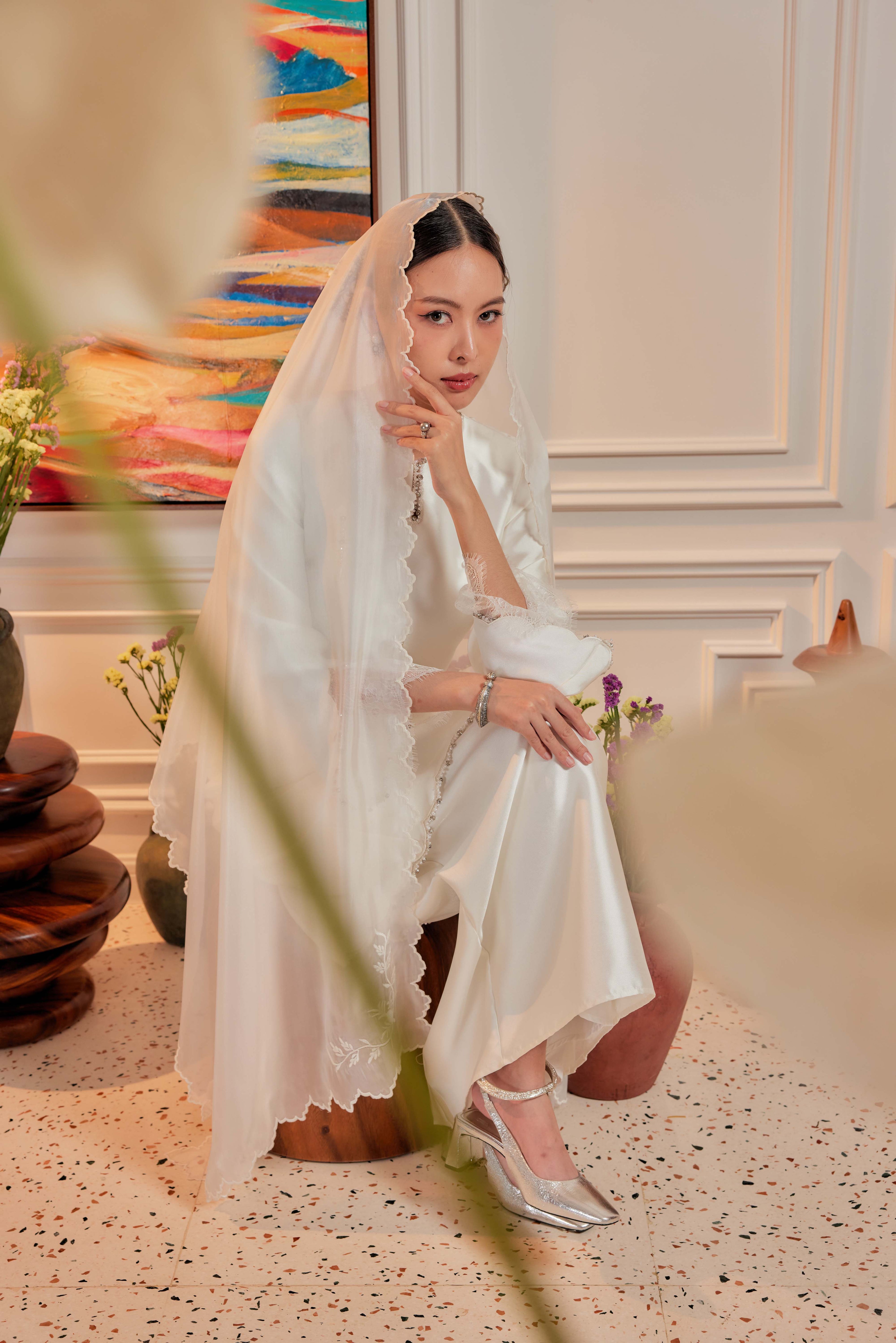 Bridal White - Ratu Embellished Kurung (Fully Lined)