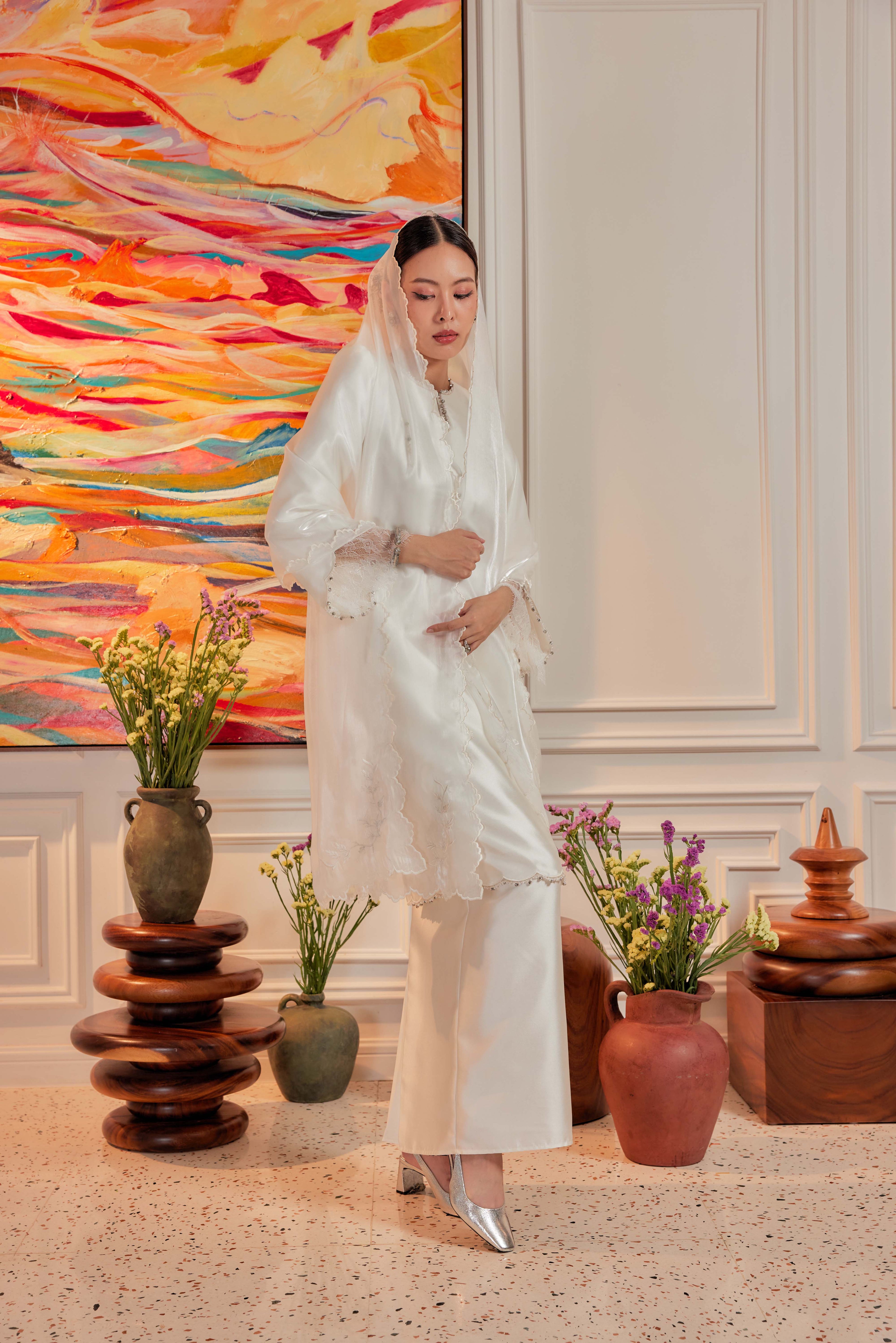 Bridal White - Ratu Embellished Kurung (Fully Lined)