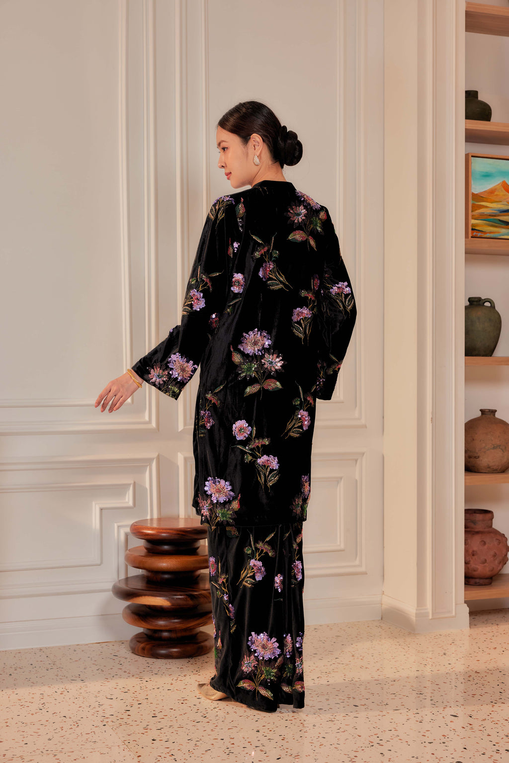 Nelissa Velvet Embellished Kurung (Fully Lined)