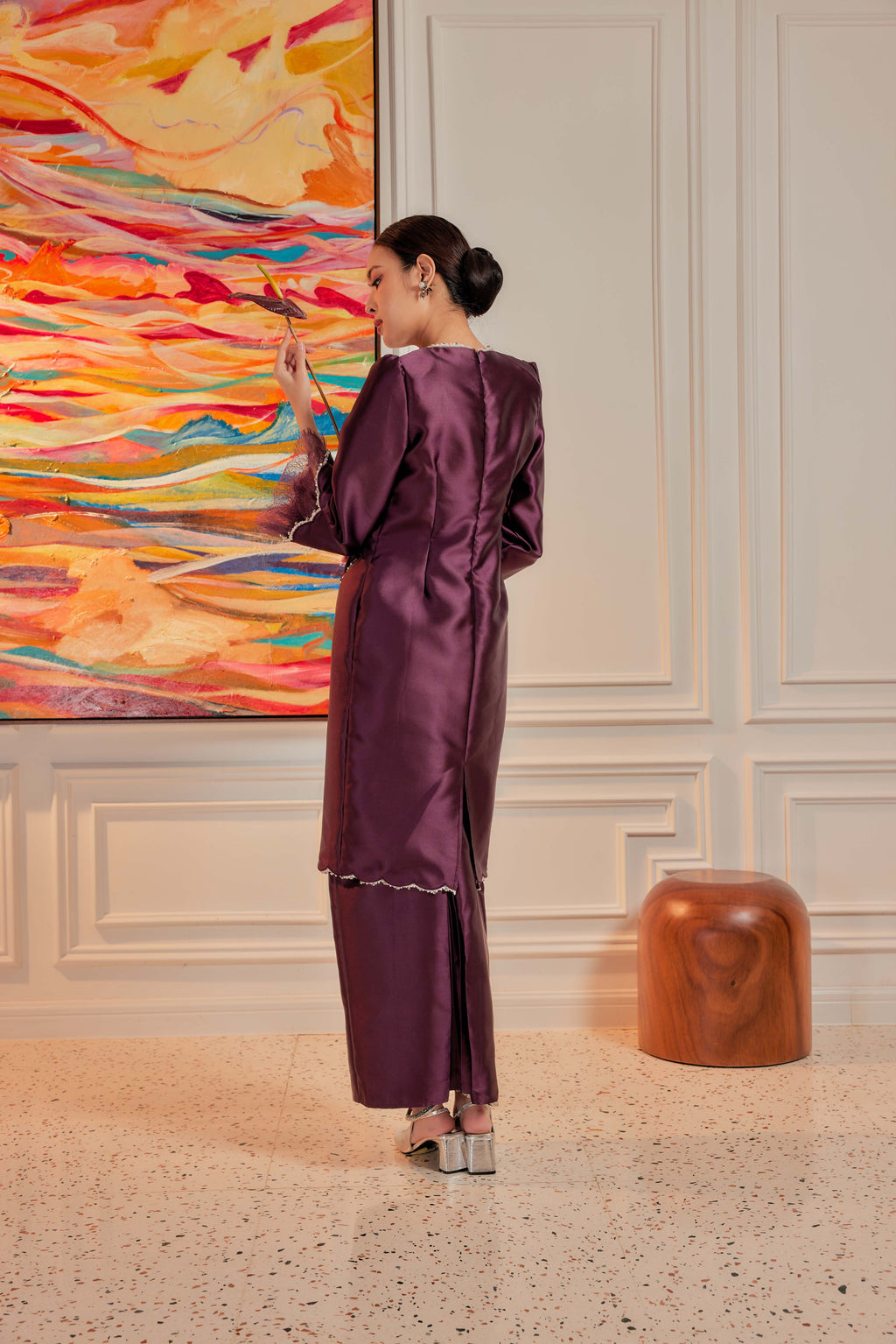 Vintage Plum - Ratu Embellished Kurung (Fully Lined)