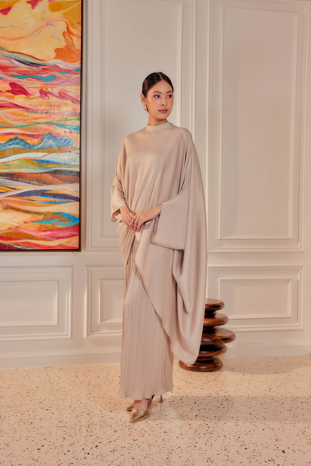 Chanela Full Sleeve Kurung with Pleated Skirt Set