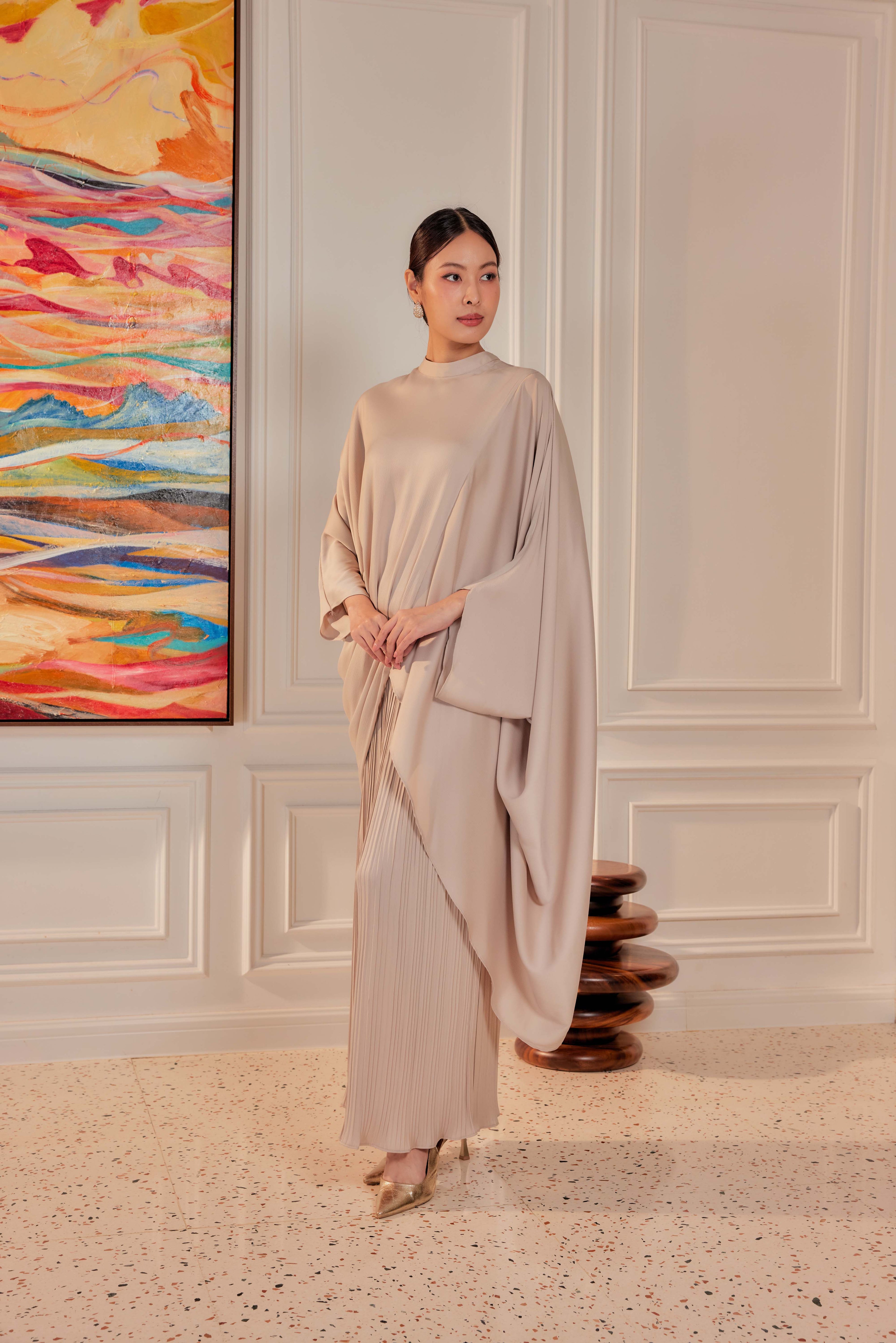 Chanela Full Sleeve Kurung with Pleated Skirt Set