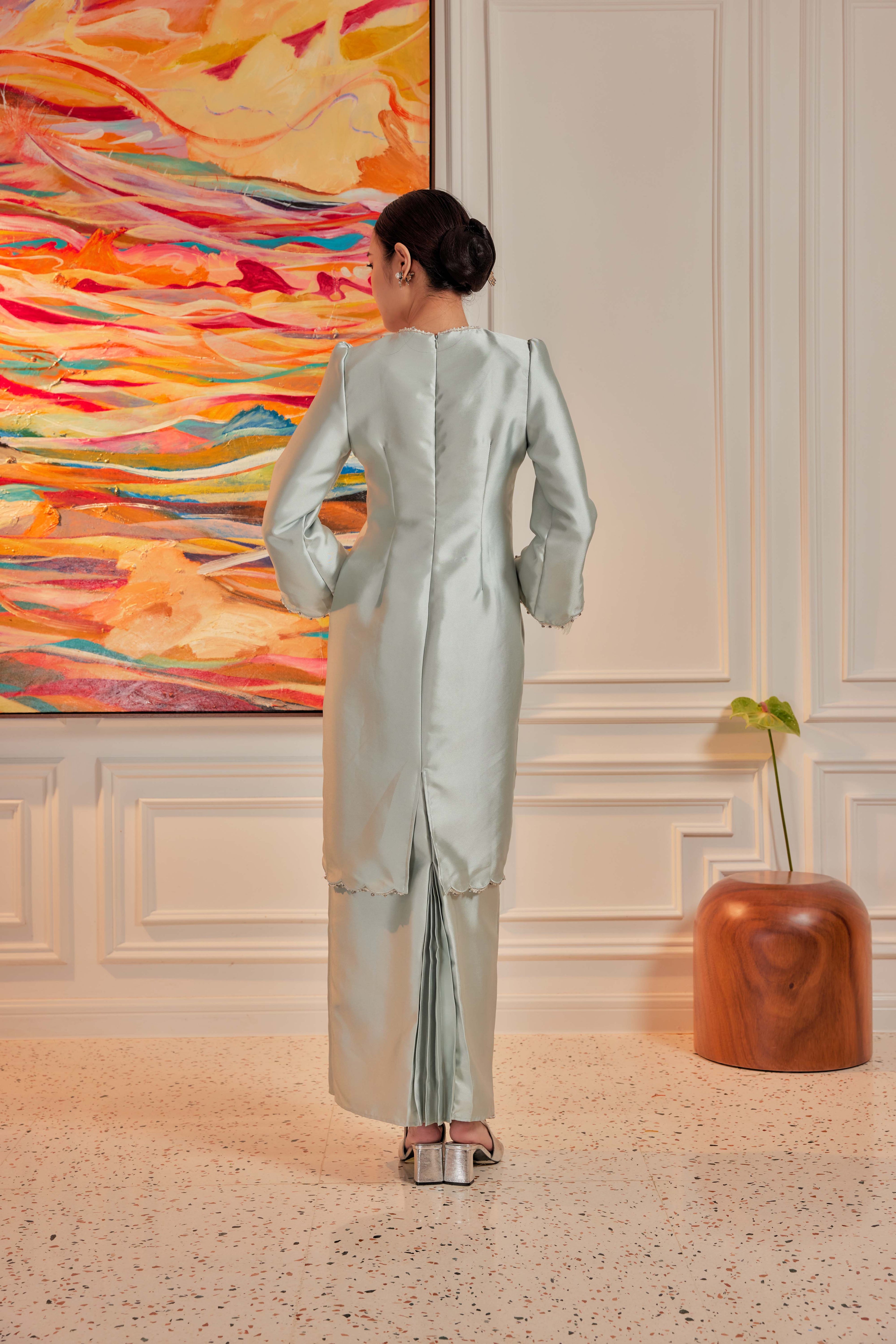 Milky Matcha - Ratu Embellished Kurung (Fully Lined)