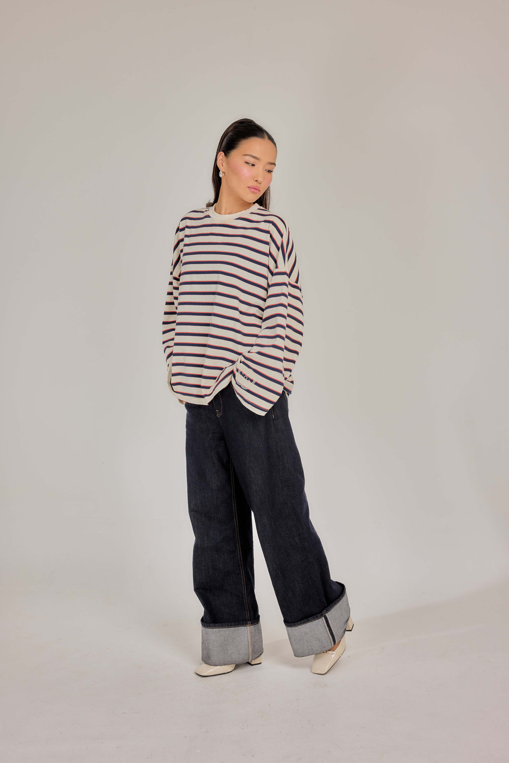 THE CAF TEE IN GLAZED DONUT STRIPE