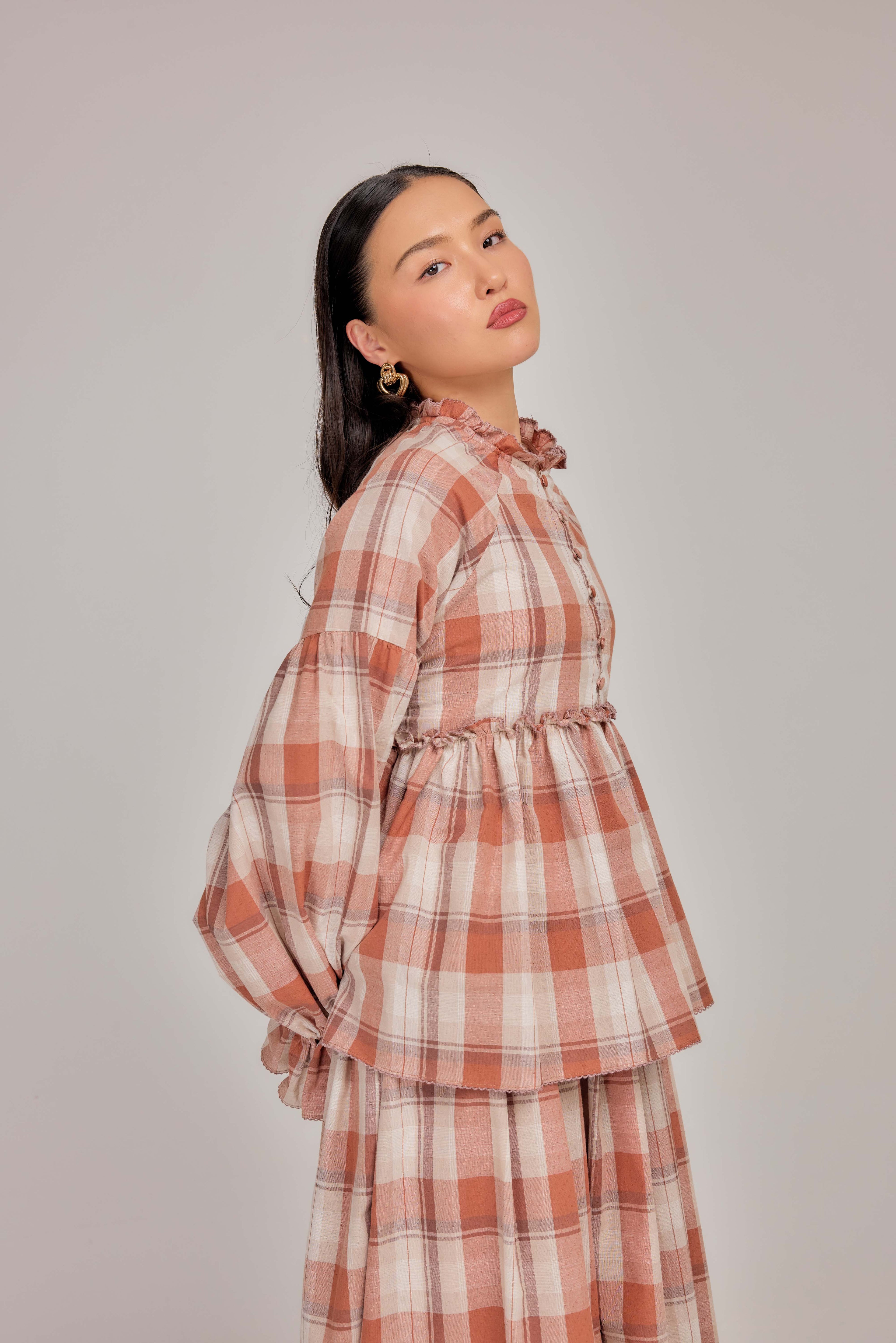 06 - Clay Blush - Crochet Gathered Cotton Tie Waist Top