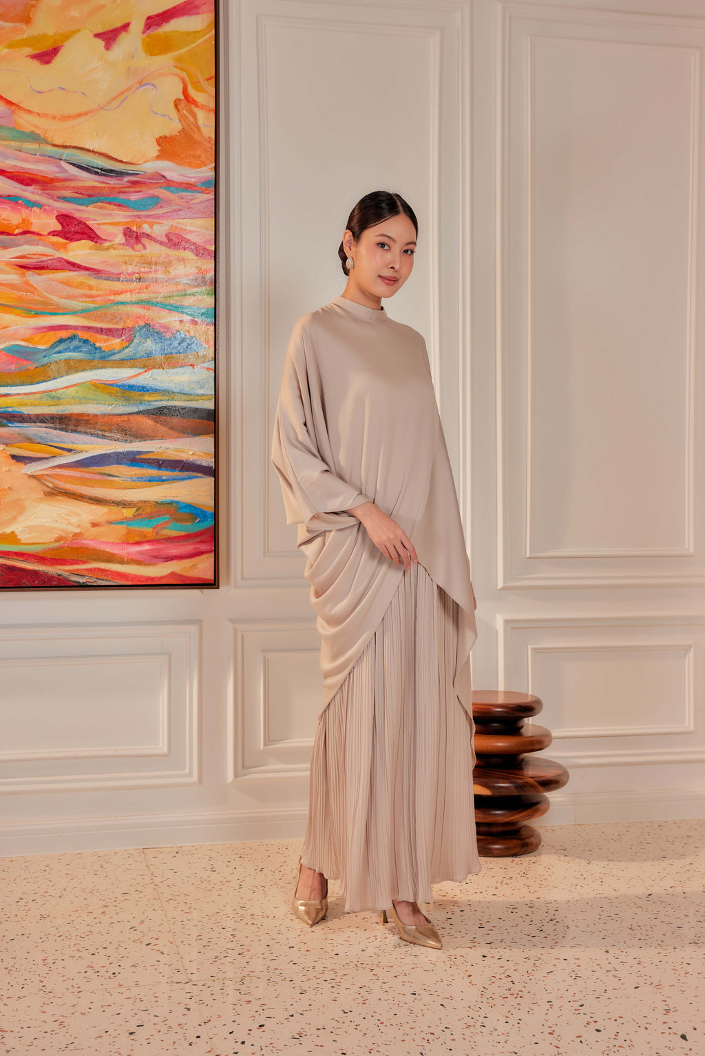 Chanela Full Sleeve Kurung with Pleated Skirt Set