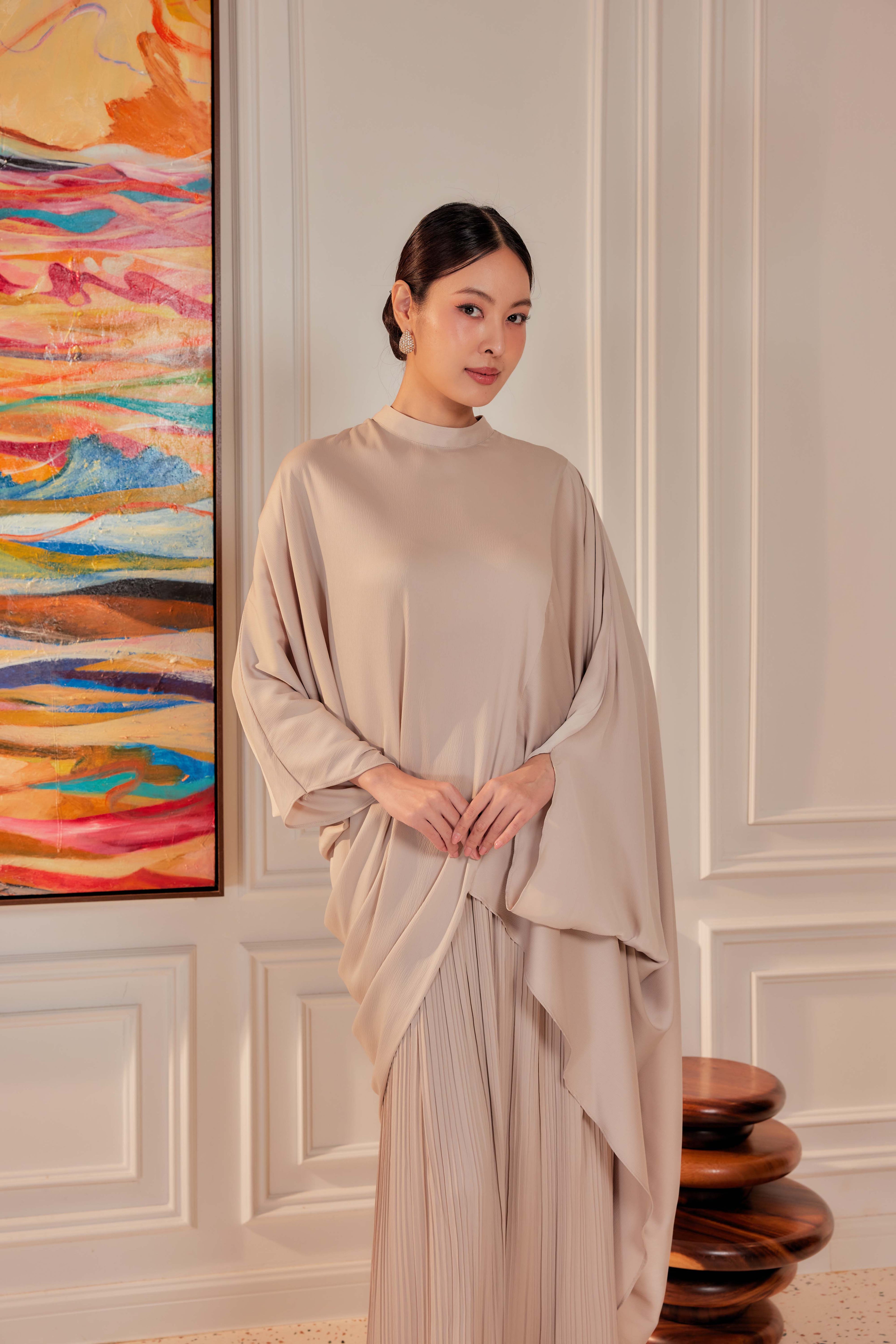 Chanela Full Sleeve Kurung with Pleated Skirt Set