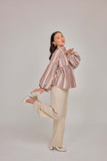 08 - Vintage Stripe - Crochet Gathered Cotton Tie Waist Top