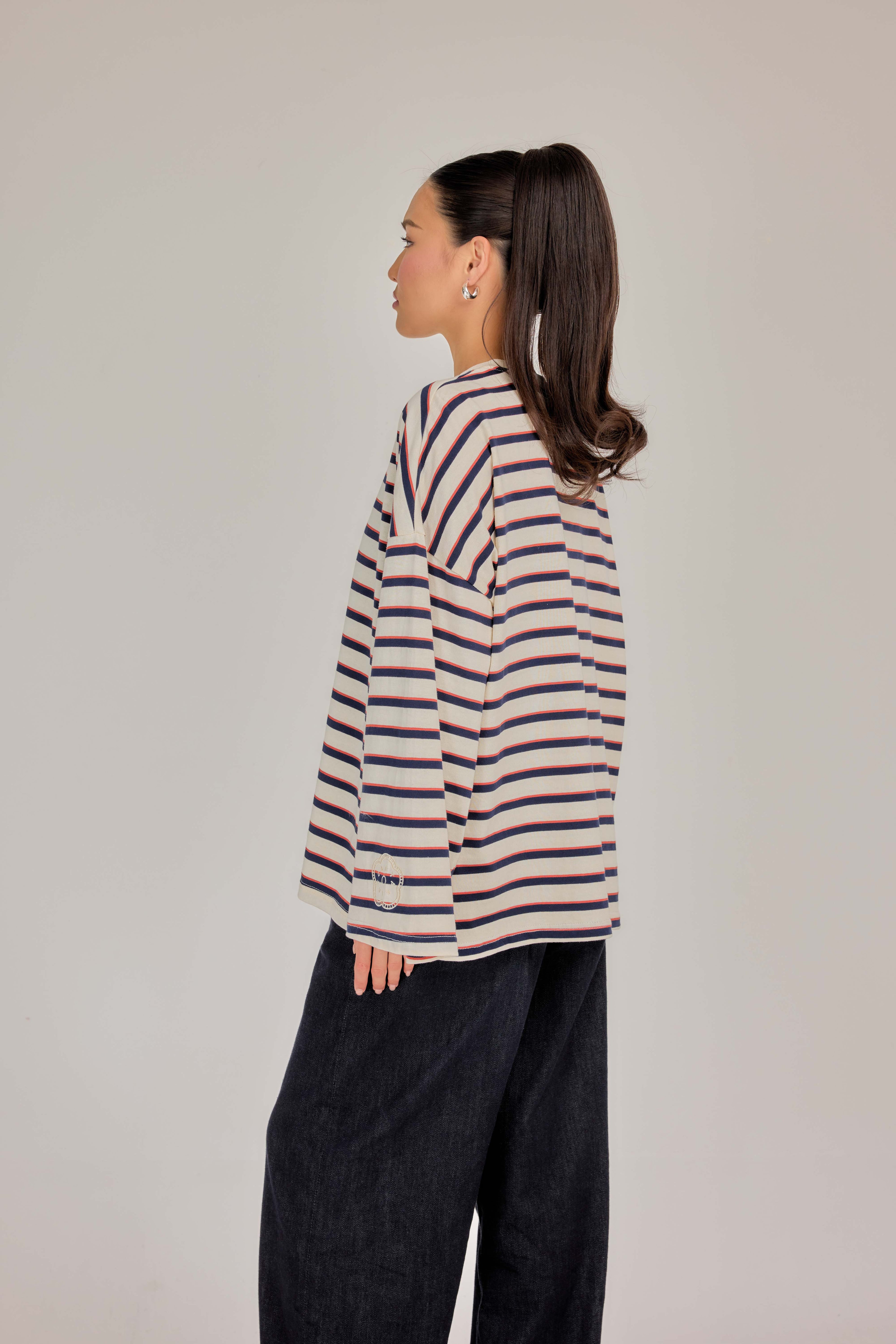 THE CAF TEE IN GLAZED DONUT STRIPE