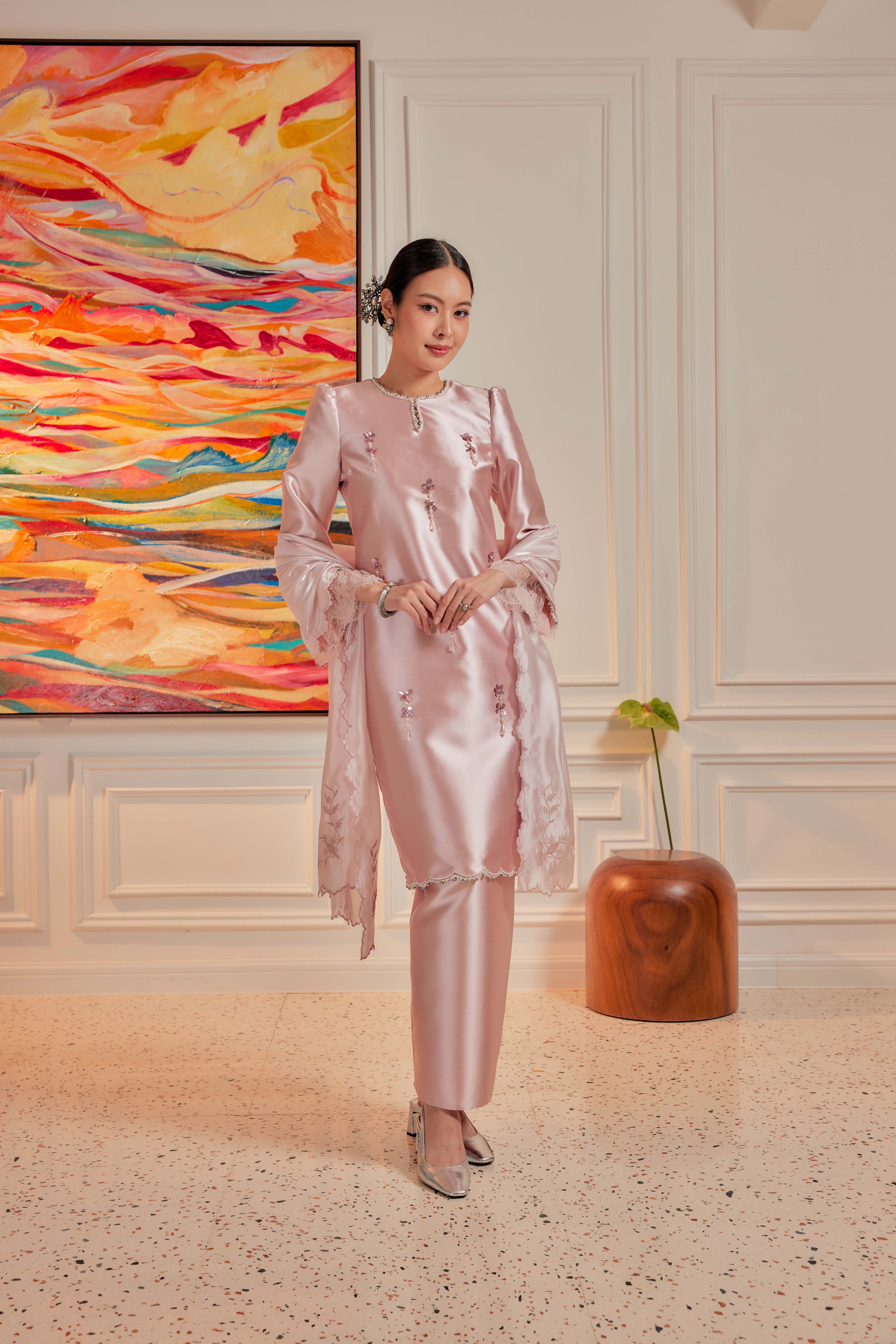 Rose Tea - Ratu Embellished Kurung (Fully Lined)