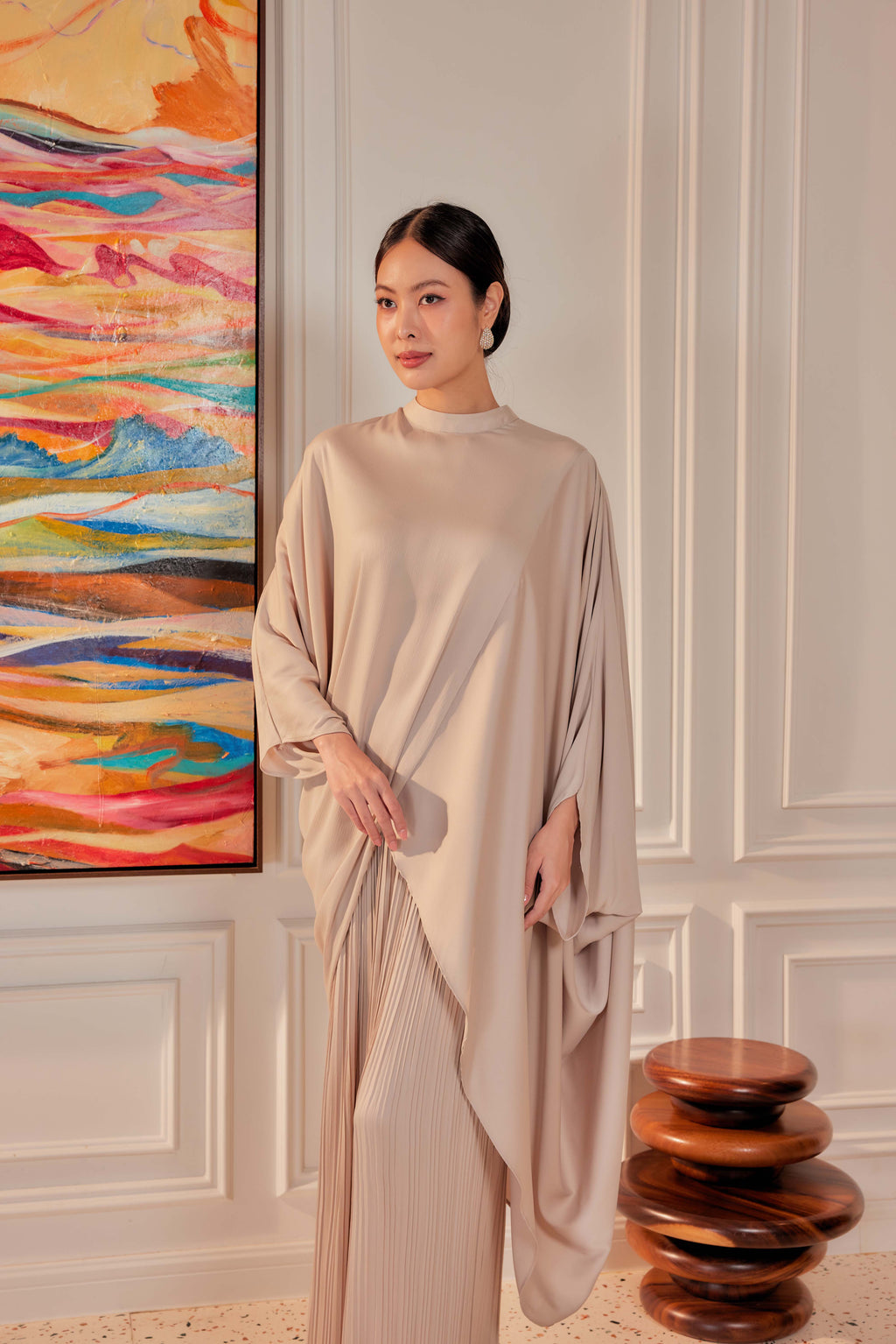 Chanela Full Sleeve Kurung with Pleated Skirt Set