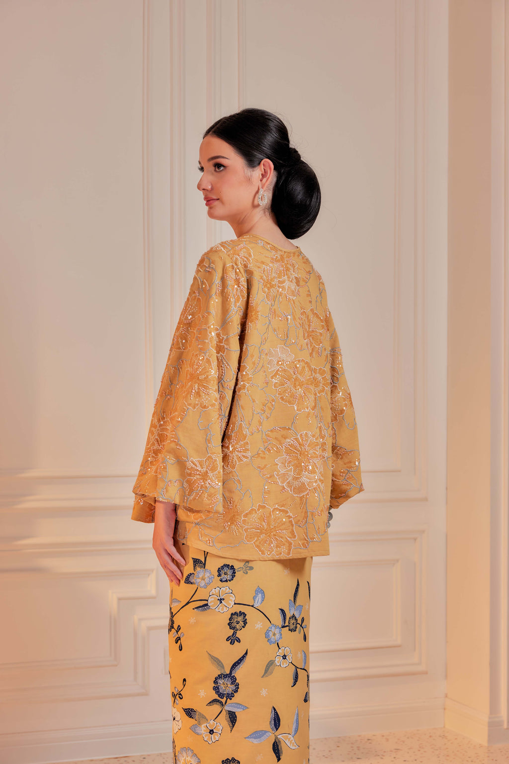 Mekar Full Beaded & Embroidered Top in Amber