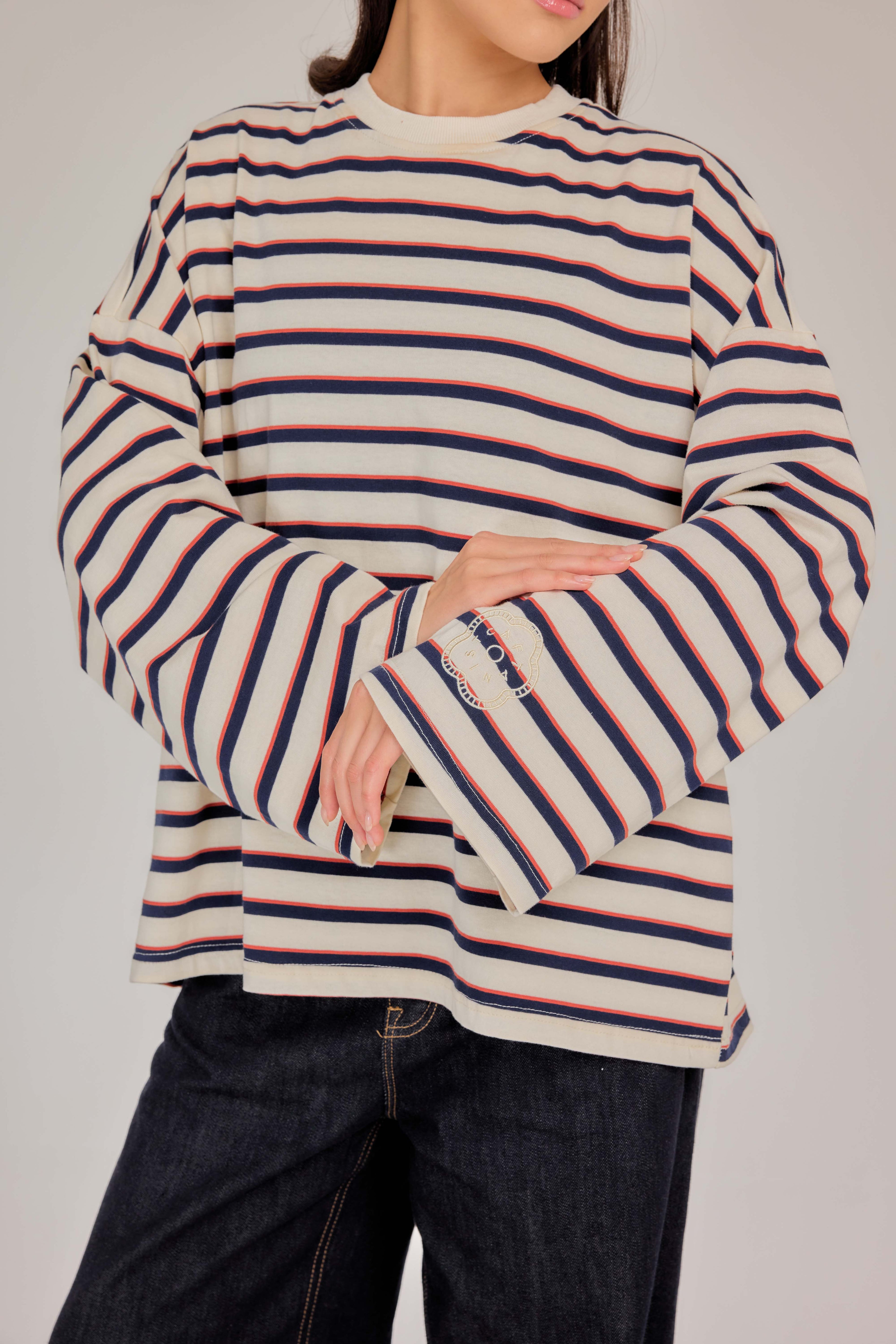 THE CAF TEE IN GLAZED DONUT STRIPE