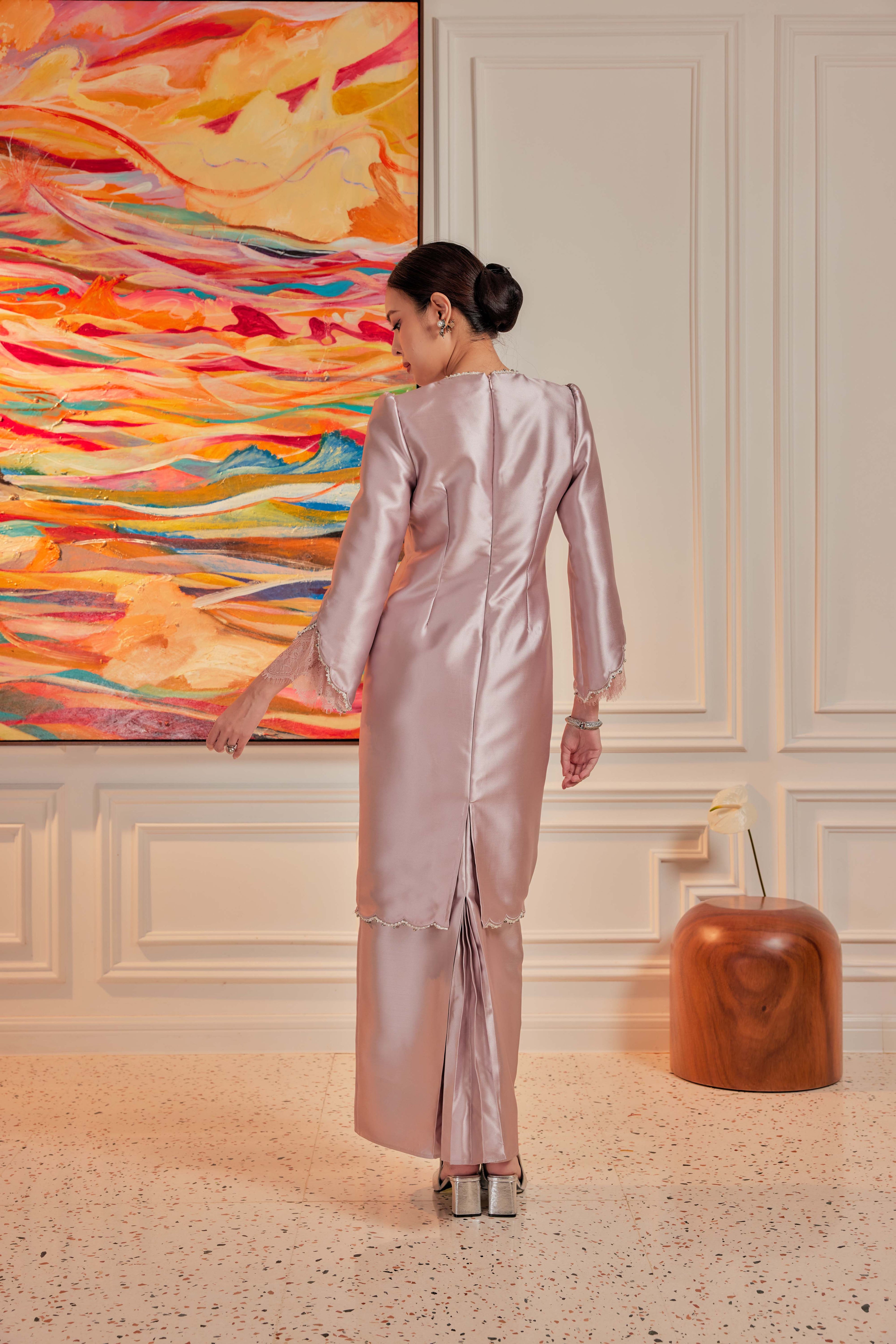 Lilac Mauve - Ratu Embellished Kurung (Fully Lined)