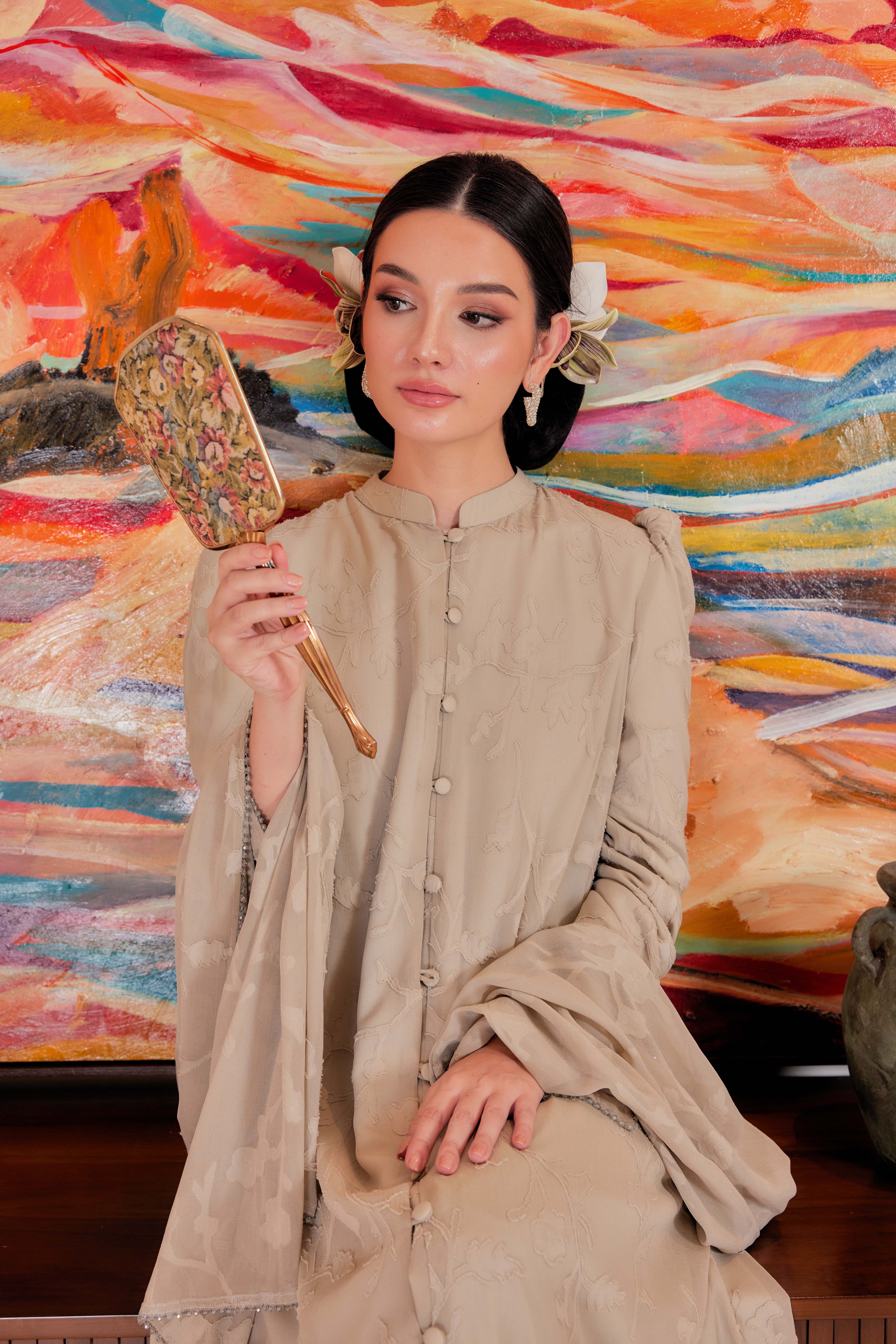 Indah Pelangi Kebarung in Teh Hijau – The Beaded Edition, Fully Lined