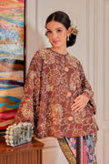 Mekar Full Beaded & Embroidered Top in Rich Brown