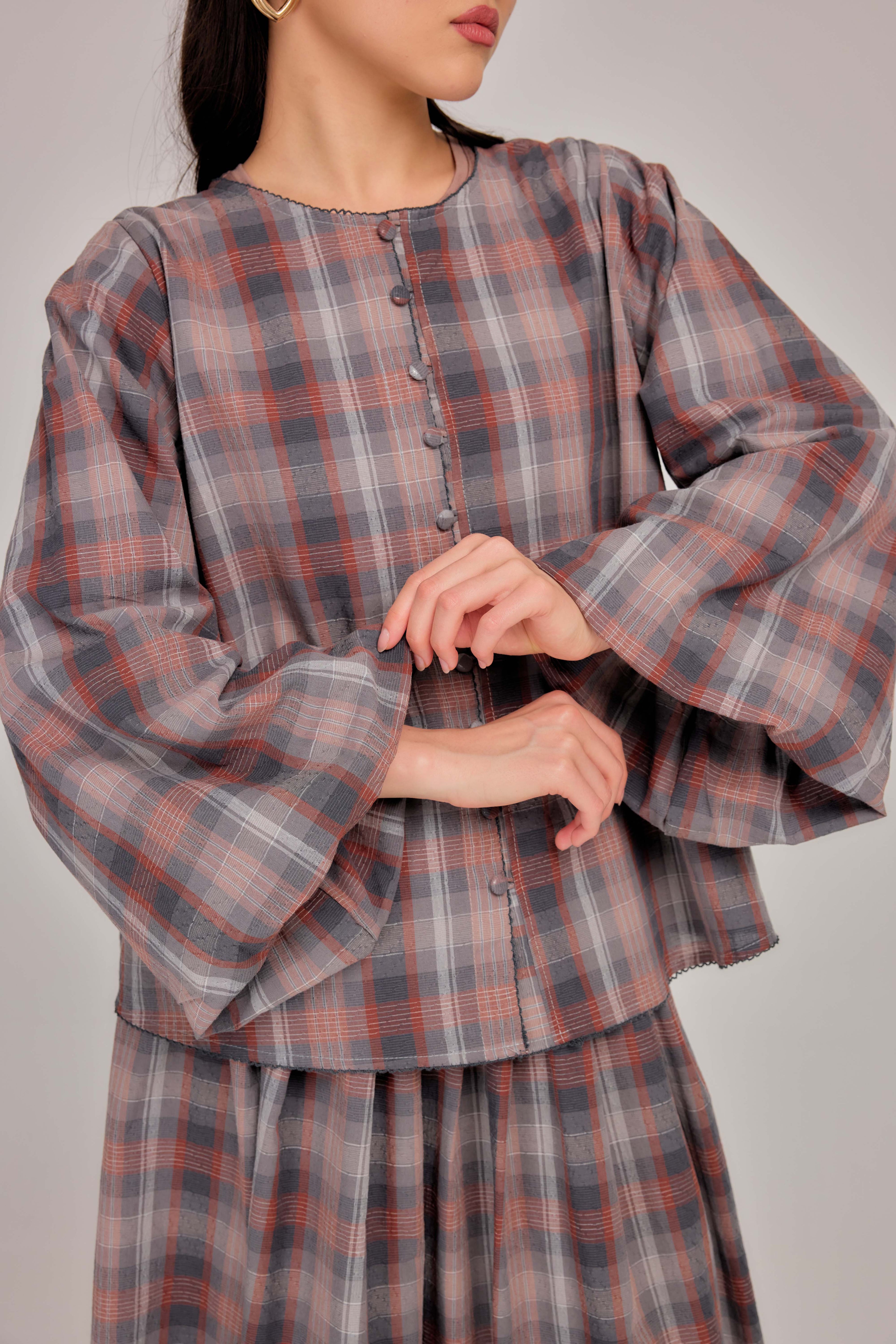 03 - Mauve Ash -  Relaxed Fit Bell Sleeved Cotton Blouse
