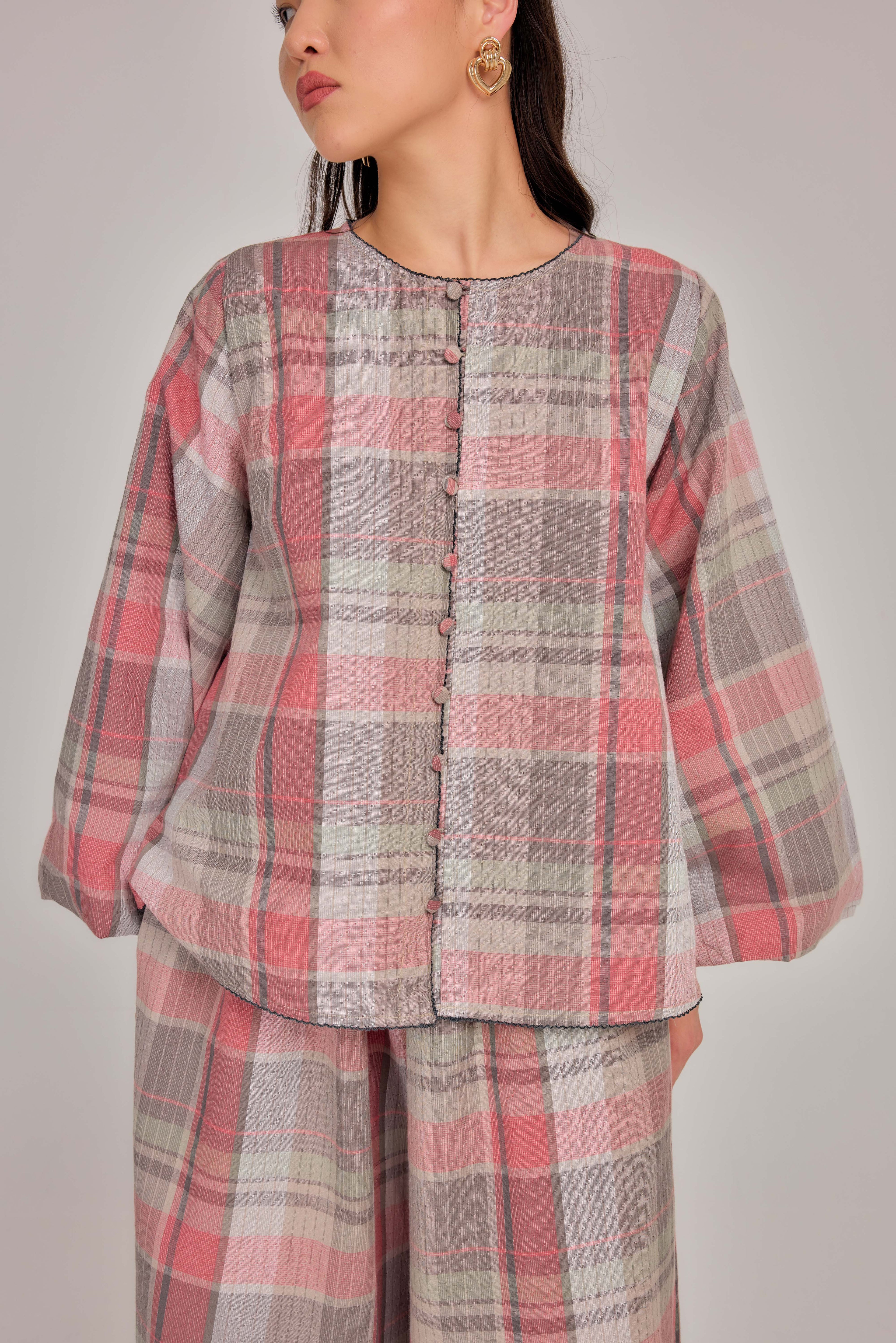 04 - Rosy Oat -  Relaxed Fit Bell Sleeved Cotton Blouse