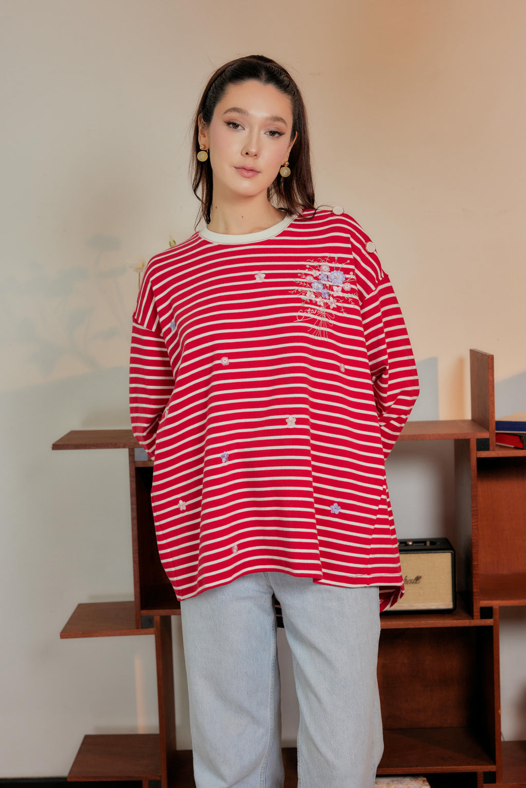 Marinière Striped Embroidered Cotton Tee - mon chéri