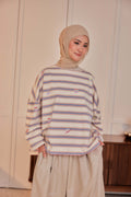 Striped Embroidered Cotton Relaxed Reversible Tee - Sweet Dreams