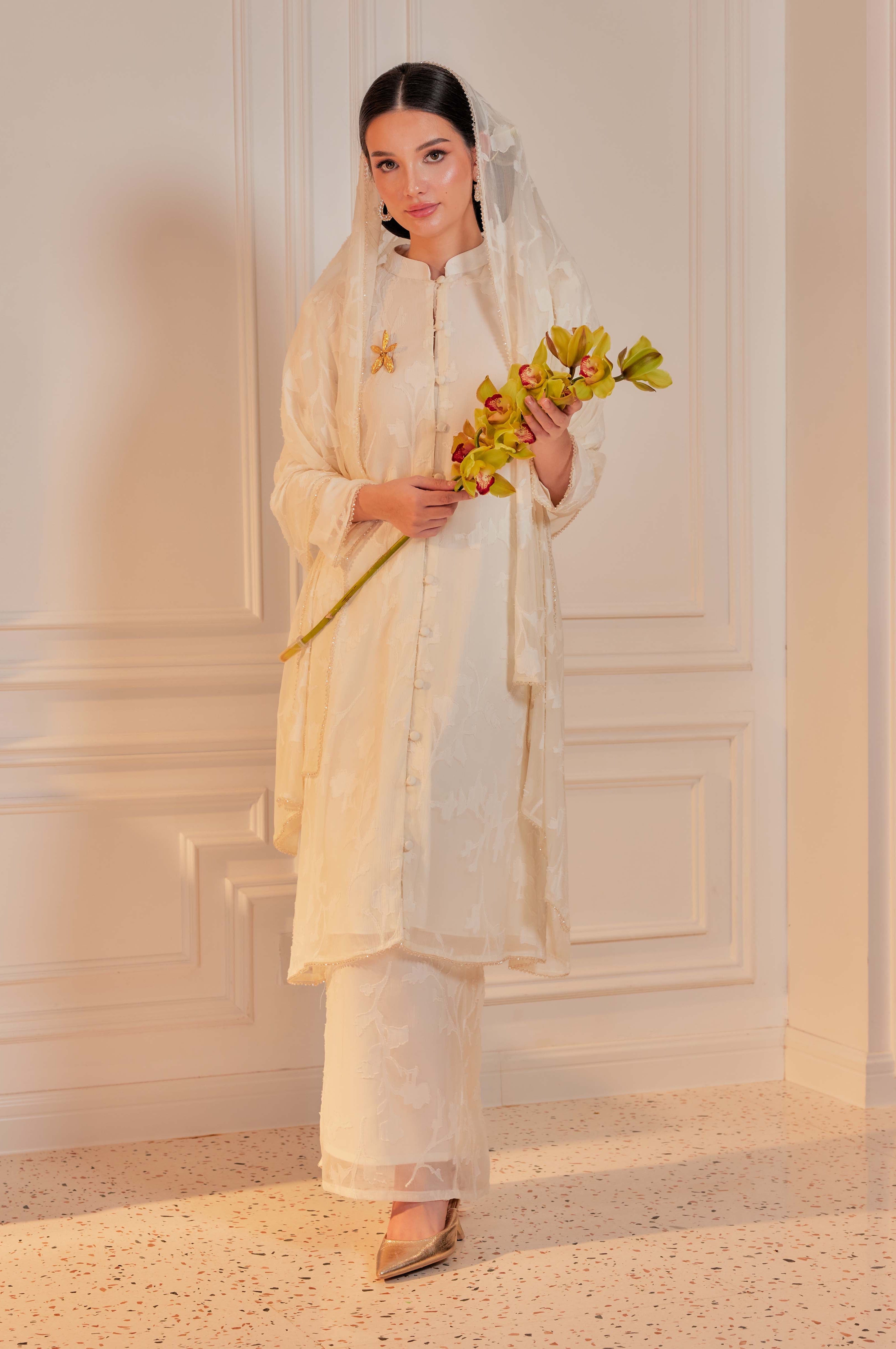 Indah Pelangi Kebarung in Klasik Vanila – The Beaded Edition, Fully Lined