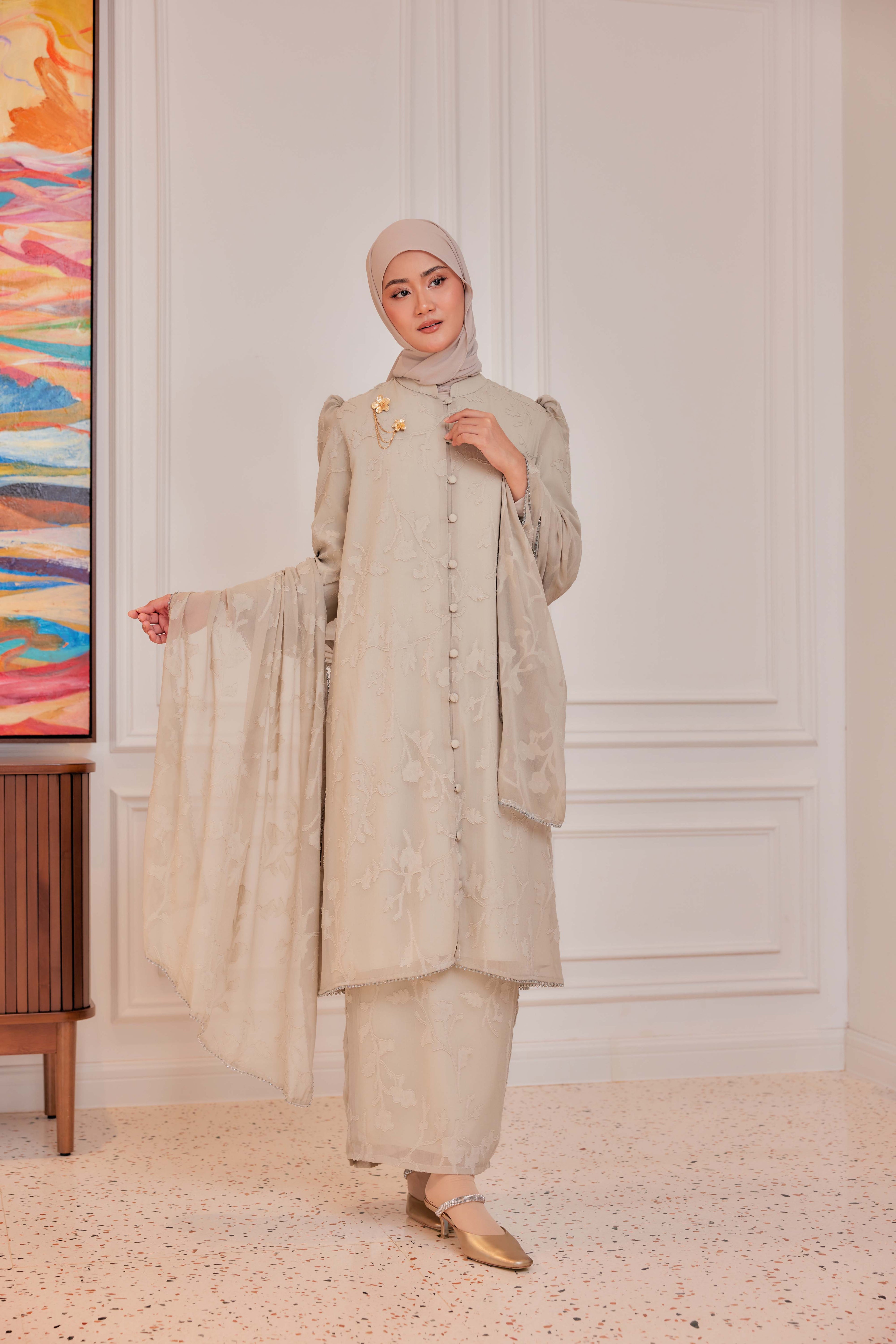 Indah Pelangi Kebarung in Teh Hijau – The Beaded Edition, Fully Lined