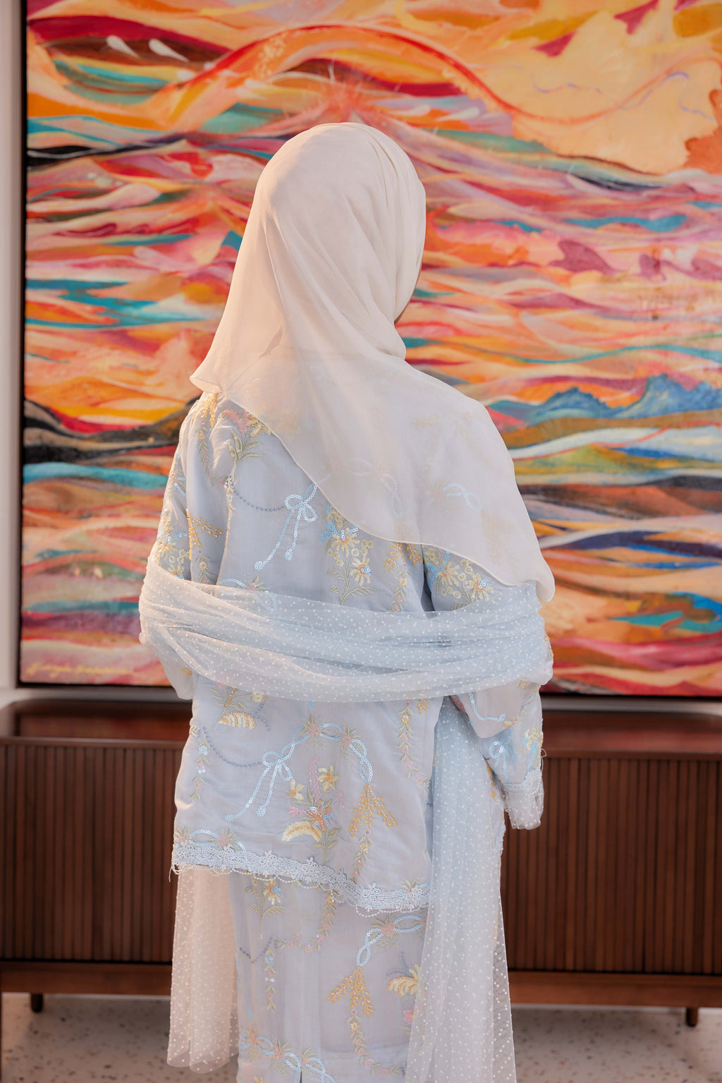 Bayu - Marni Beaded Embellished Kurung with Set of 3 Brooch (Fully Lined)