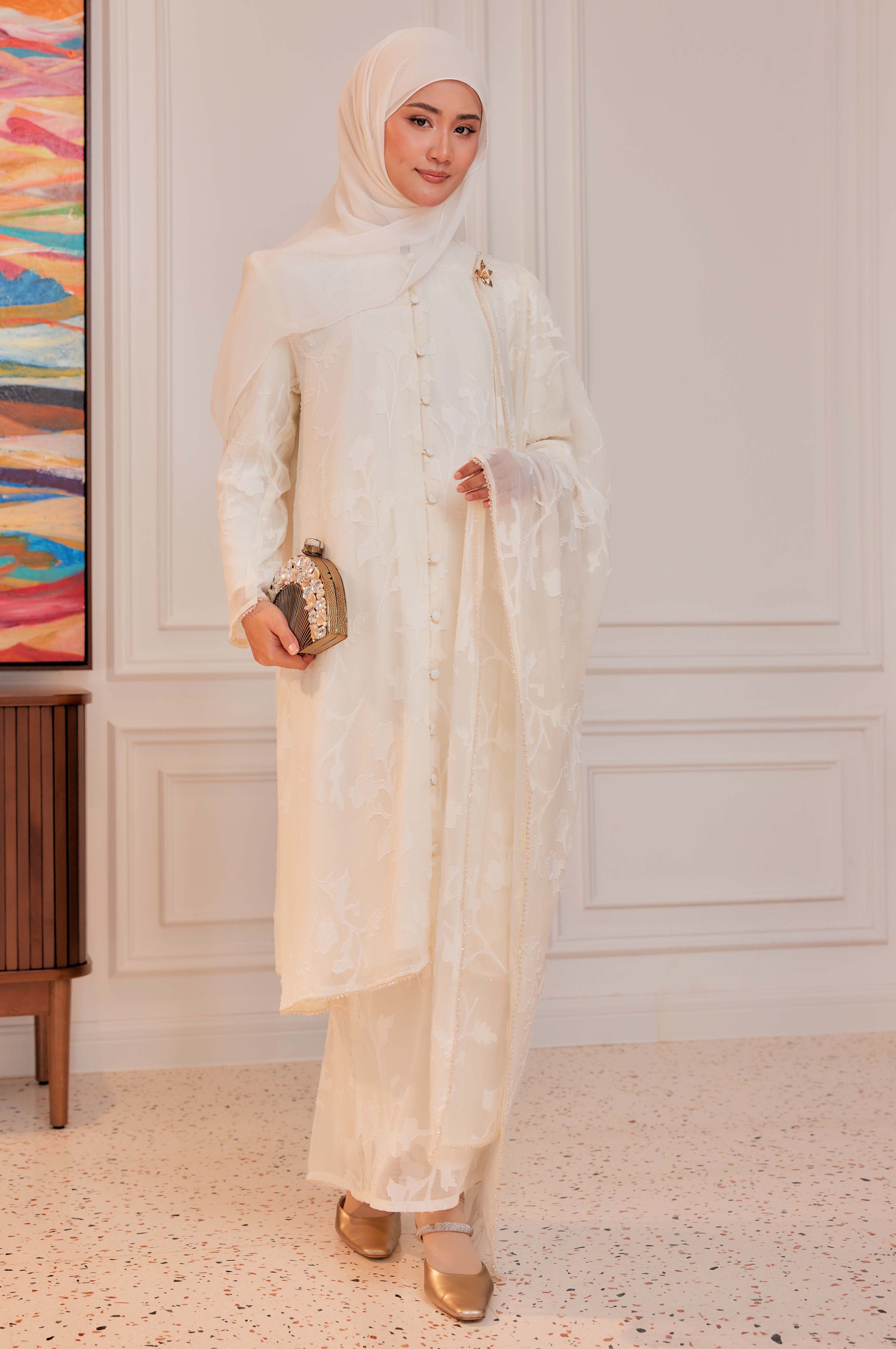 Indah Pelangi Kebarung in Klasik Vanila – The Beaded Edition, Fully Lined