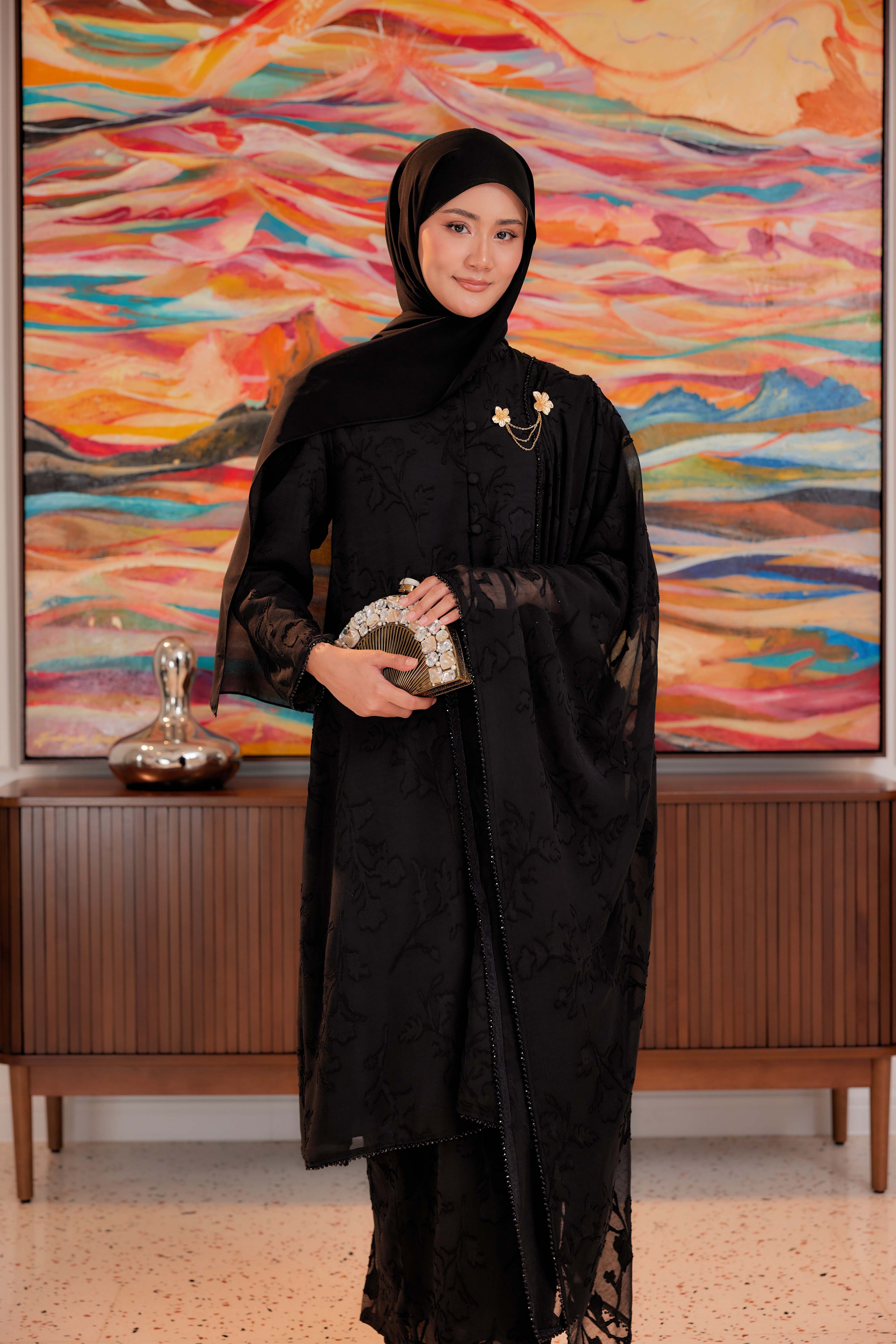 Indah Pelangi Kebarung in Hetam Manis – The Beaded Edition, Fully Lined