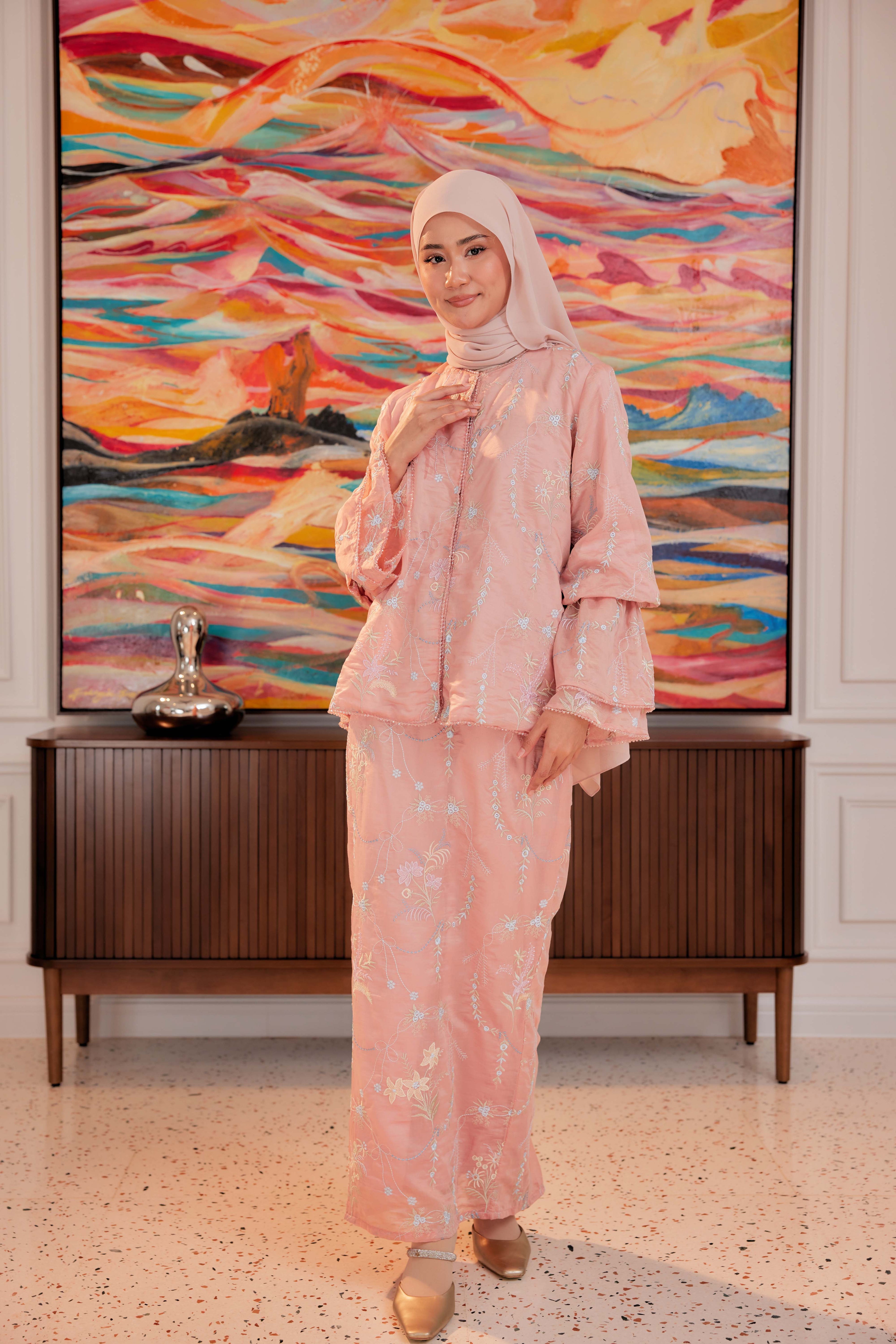 Terakota - Puspa Embroidered Kurung Beaded Edition (Fully Lined)