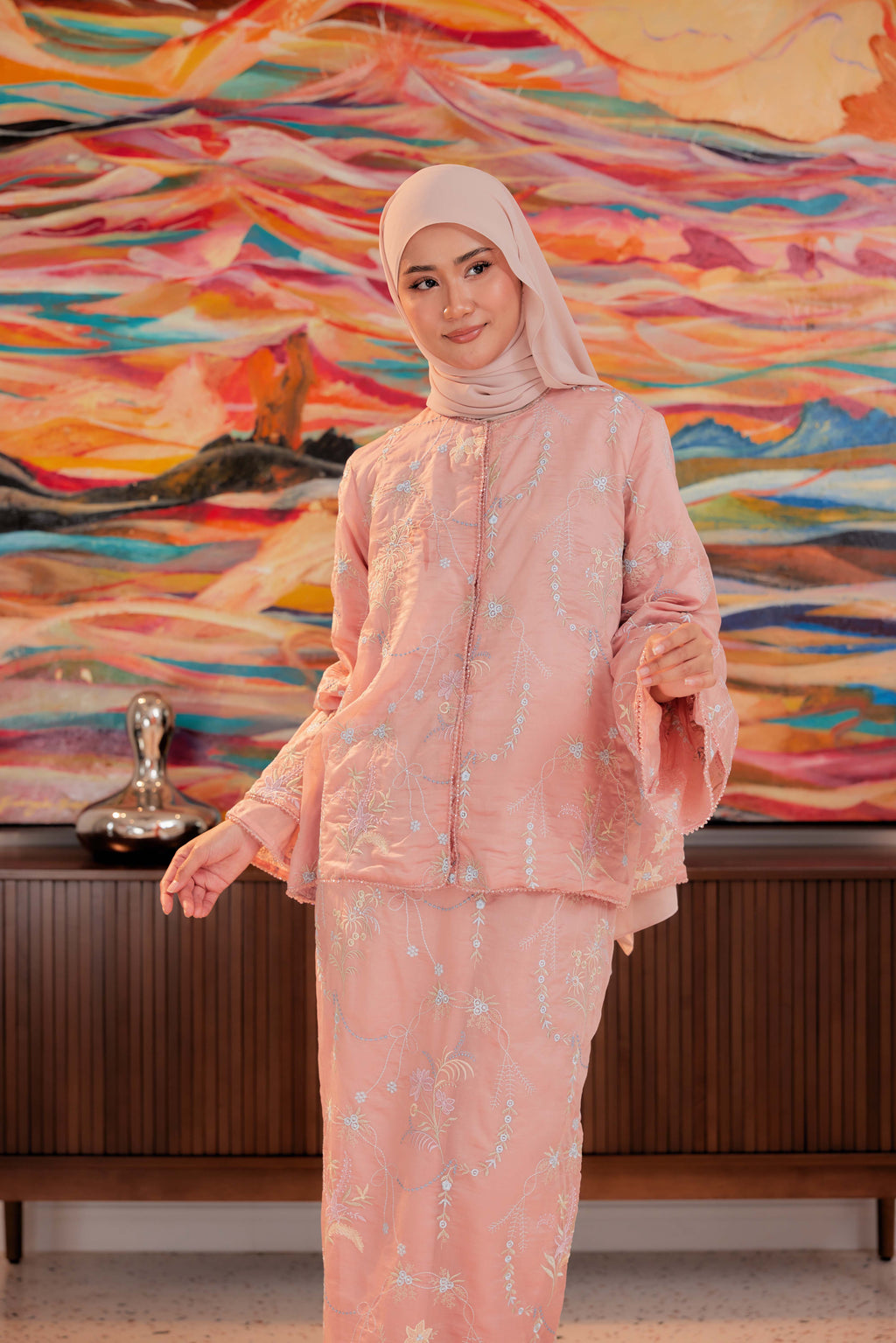Terakota - Puspa Embroidered Kurung Beaded Edition (Fully Lined)