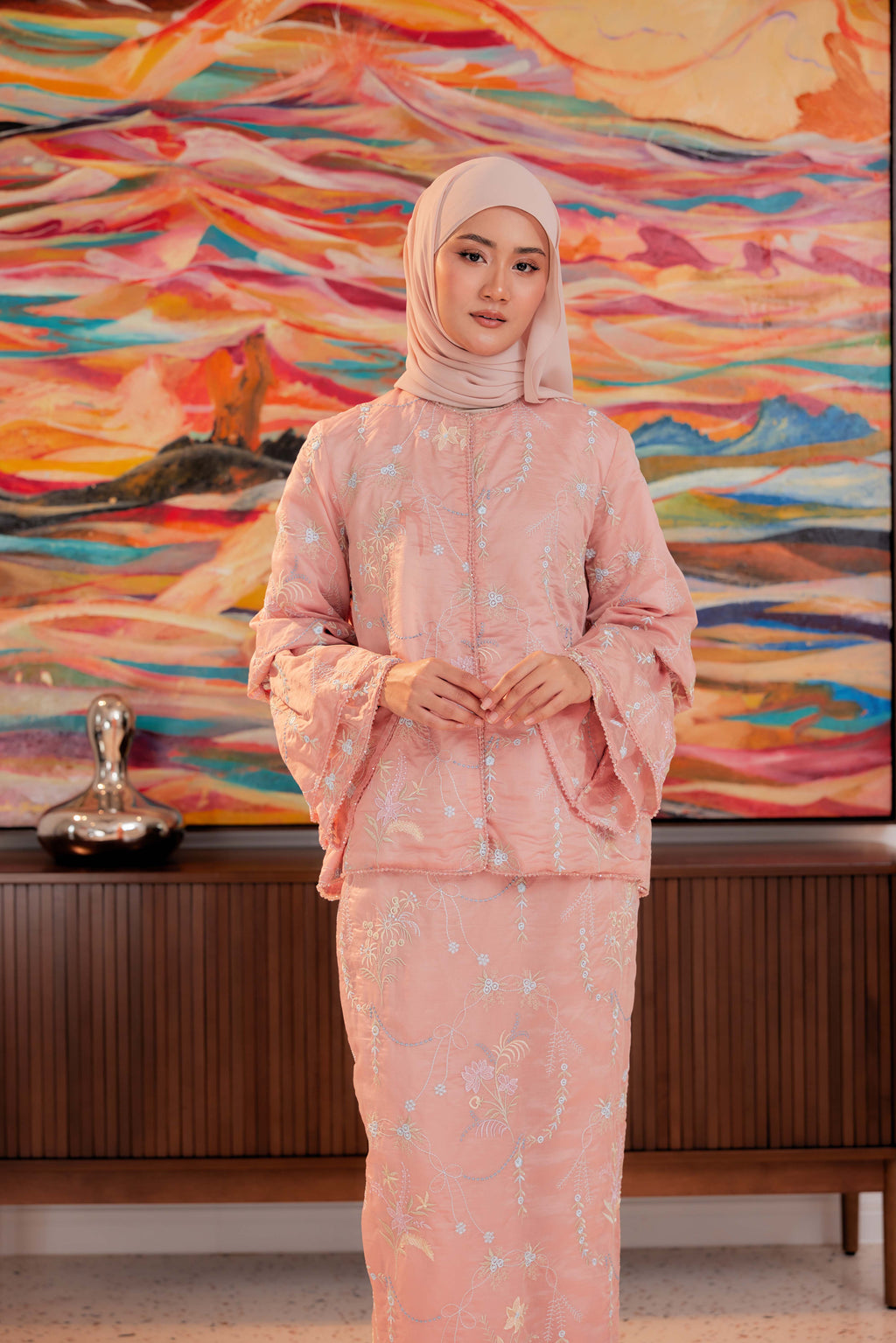 Terakota - Puspa Embroidered Kurung Beaded Edition (Fully Lined)