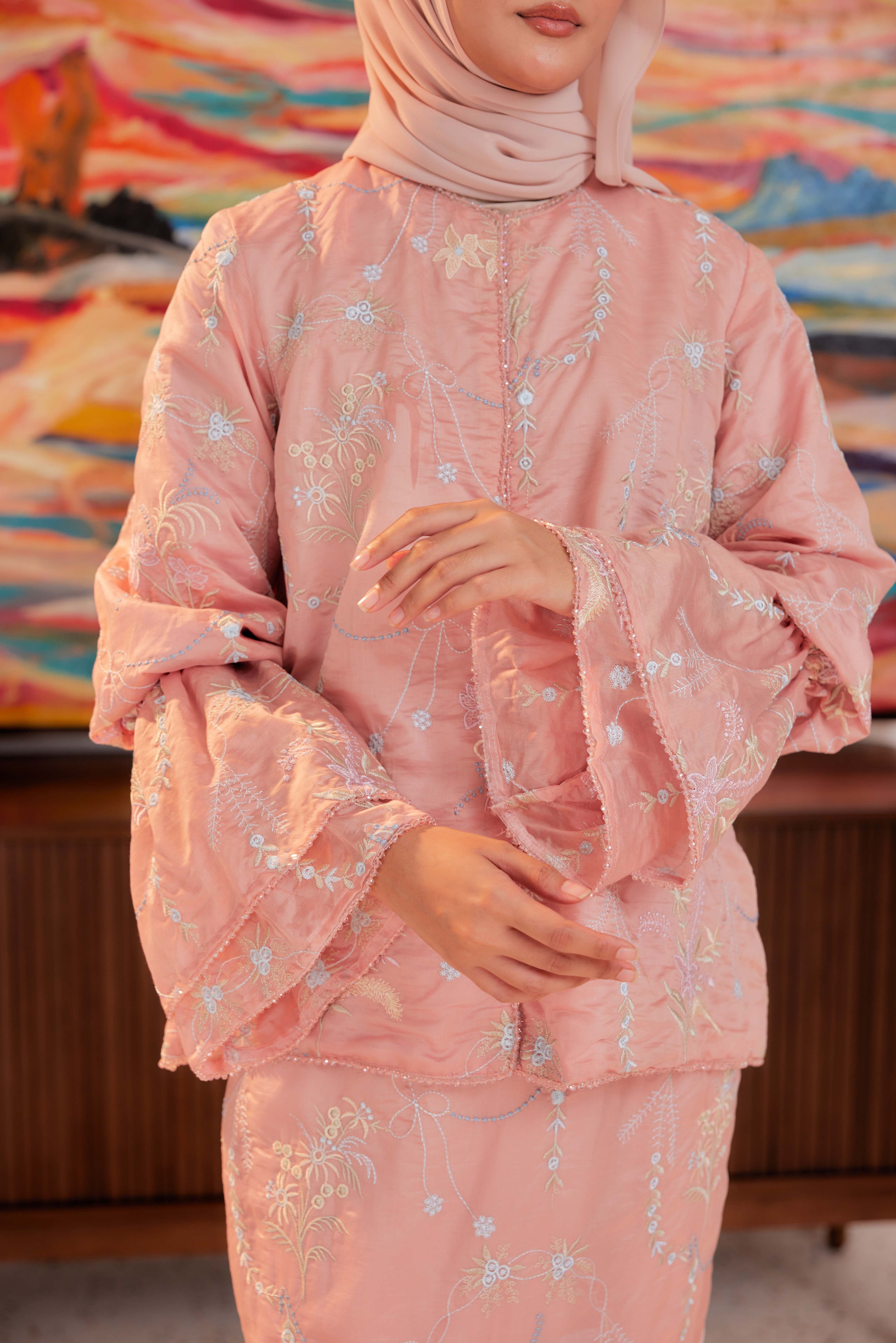 Terakota - Puspa Embroidered Kurung Beaded Edition (Fully Lined)