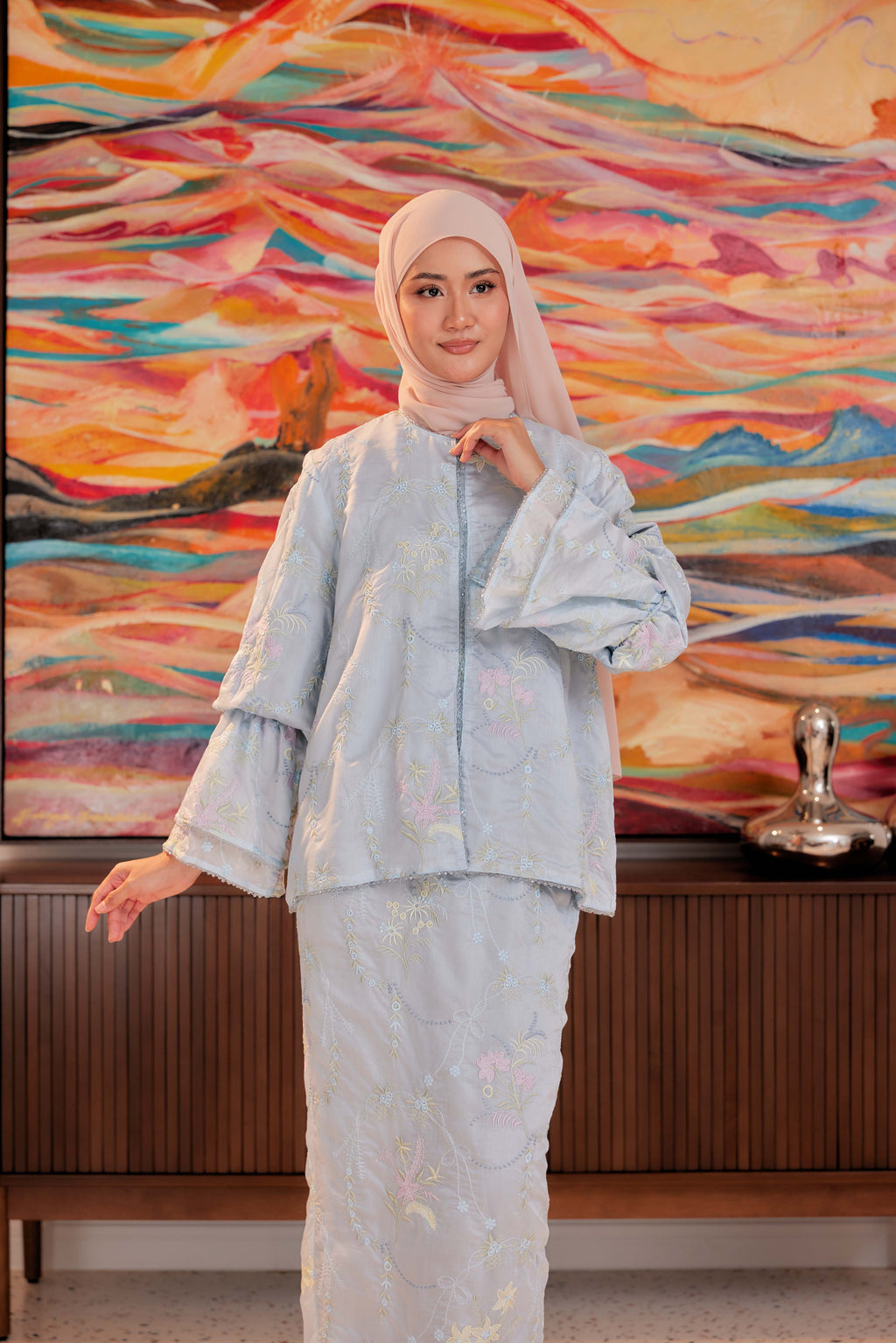 Bayu - Puspa Embroidered Kurung Beaded Edition (Fully Lined)