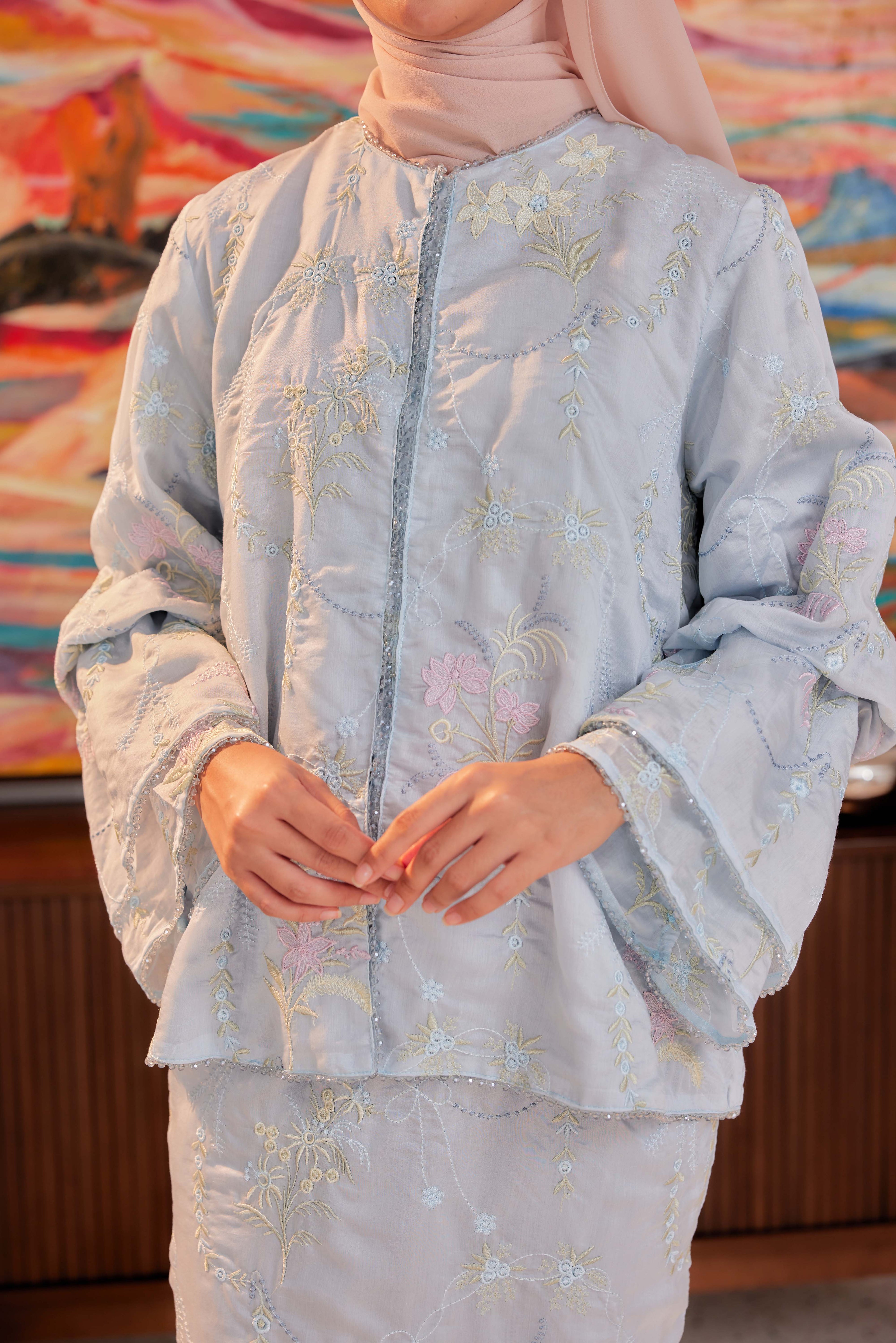 Bayu - Puspa Embroidered Kurung Beaded Edition (Fully Lined)