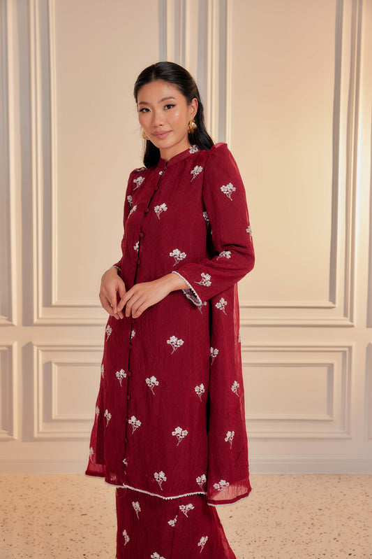 Delima - Mutiara Embellished Kebarung Set (Full Lining)