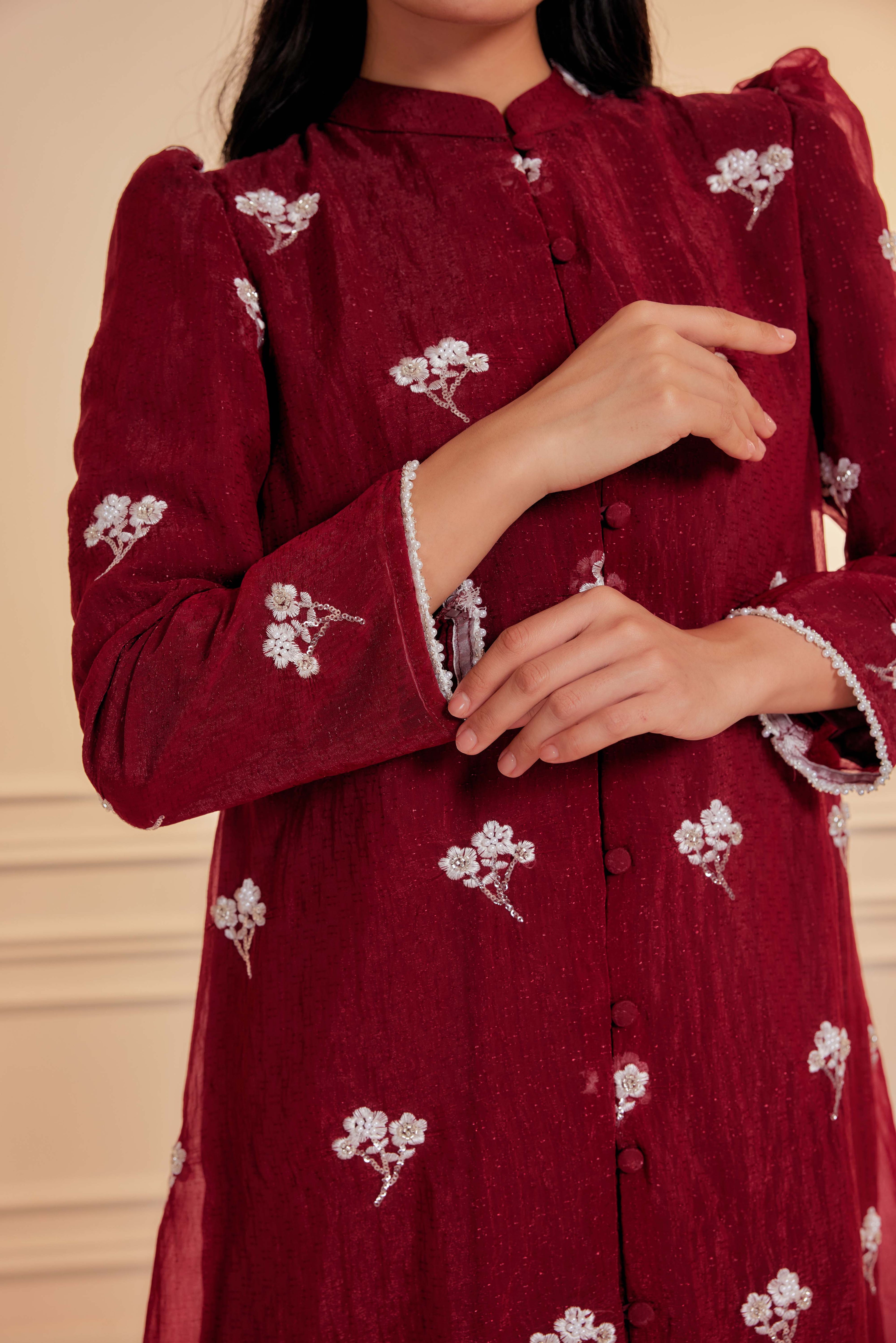 Delima - Mutiara Embellished Kebarung Set (Full Lining)